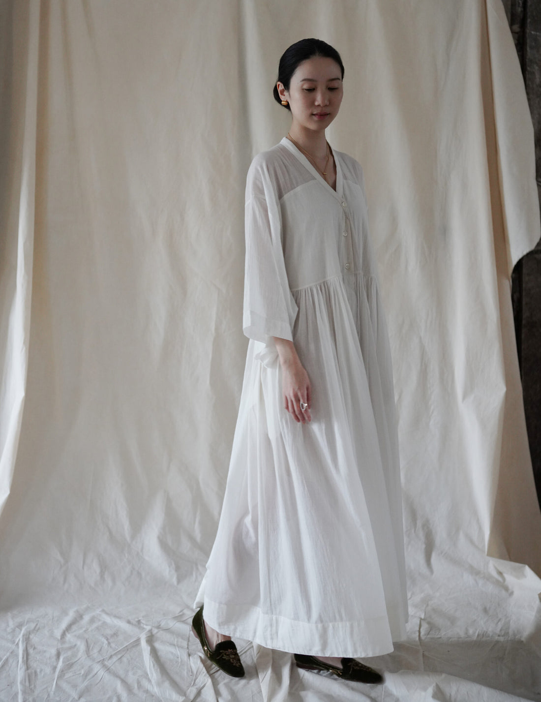 Anais Khadi Dress・White