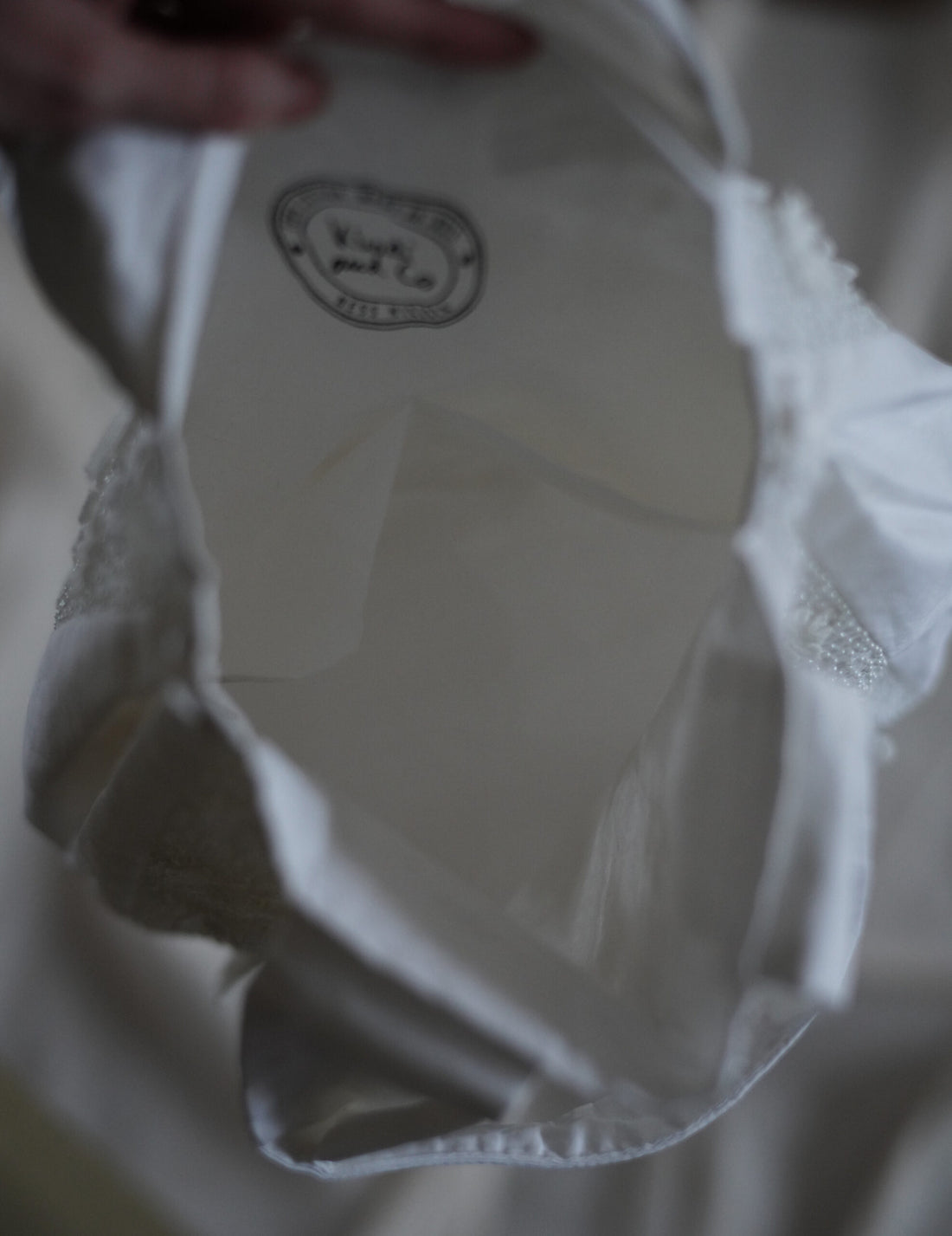 Angel 棉質珠片刺繡提袋・白色