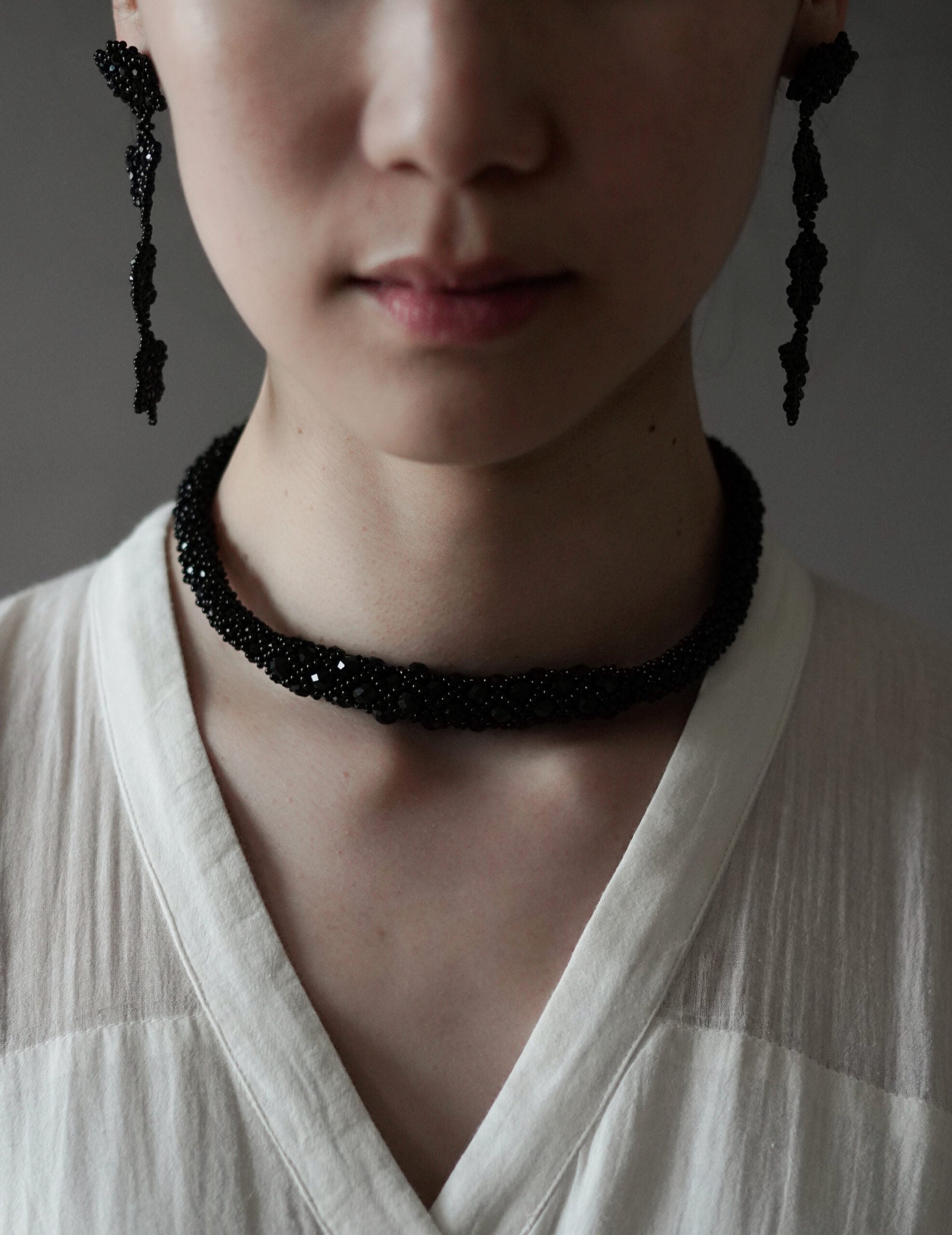 Snake 串珠項鍊・黑色