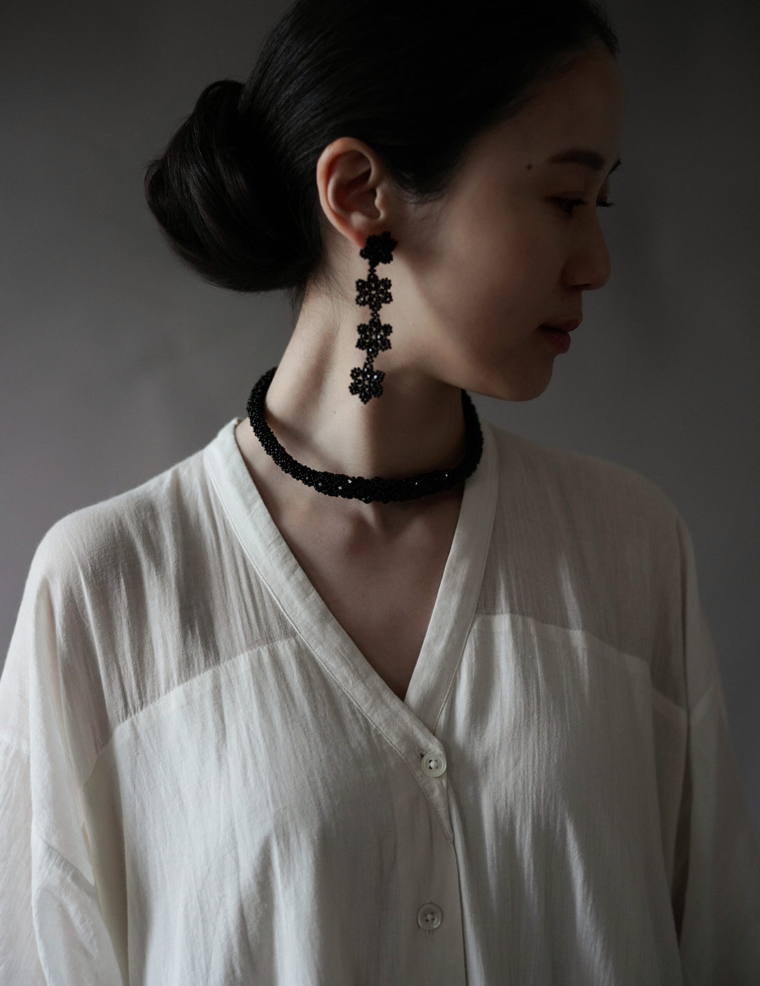 Snake 串珠項鍊・黑色