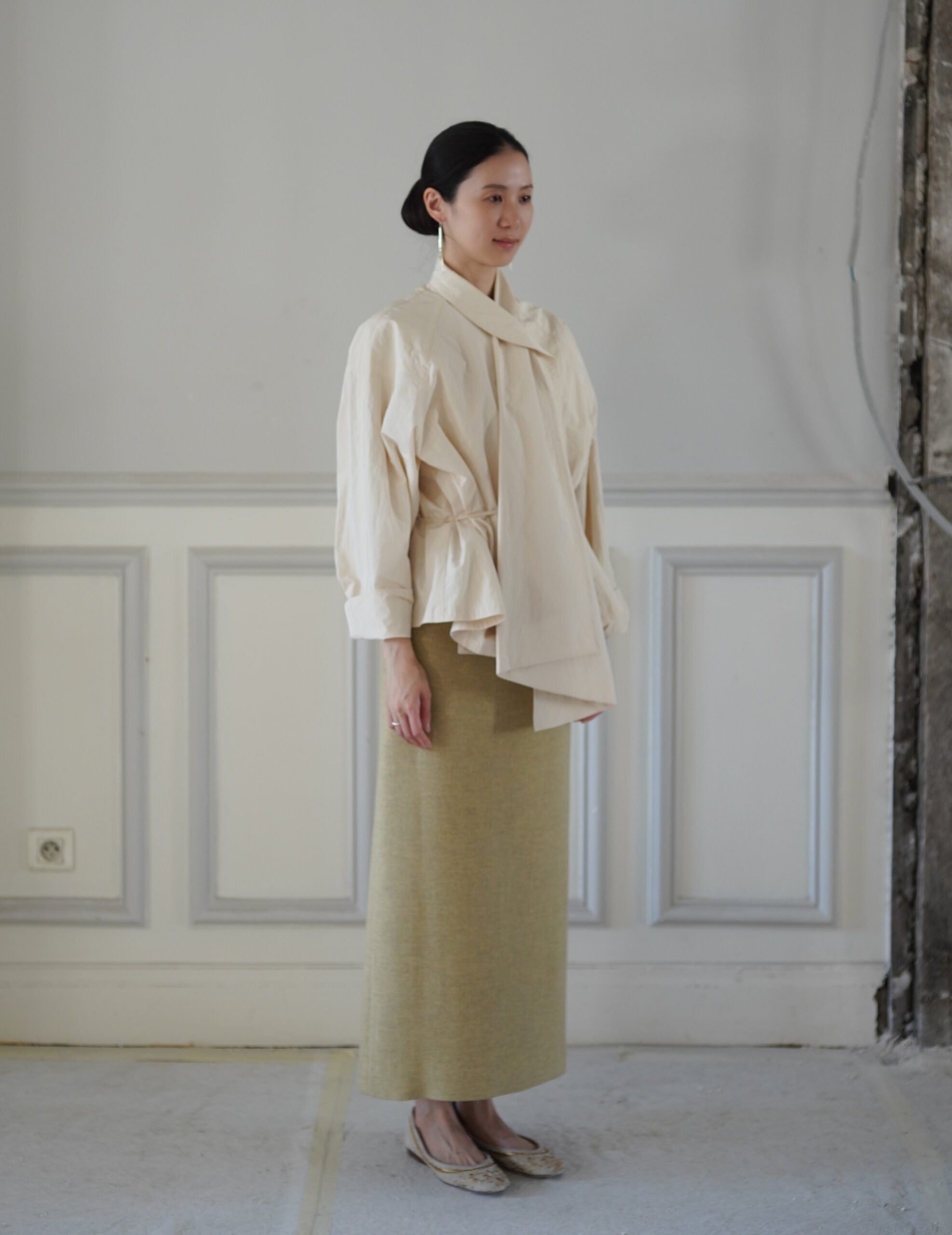 Scarf Short Trench Jacket・Ivory