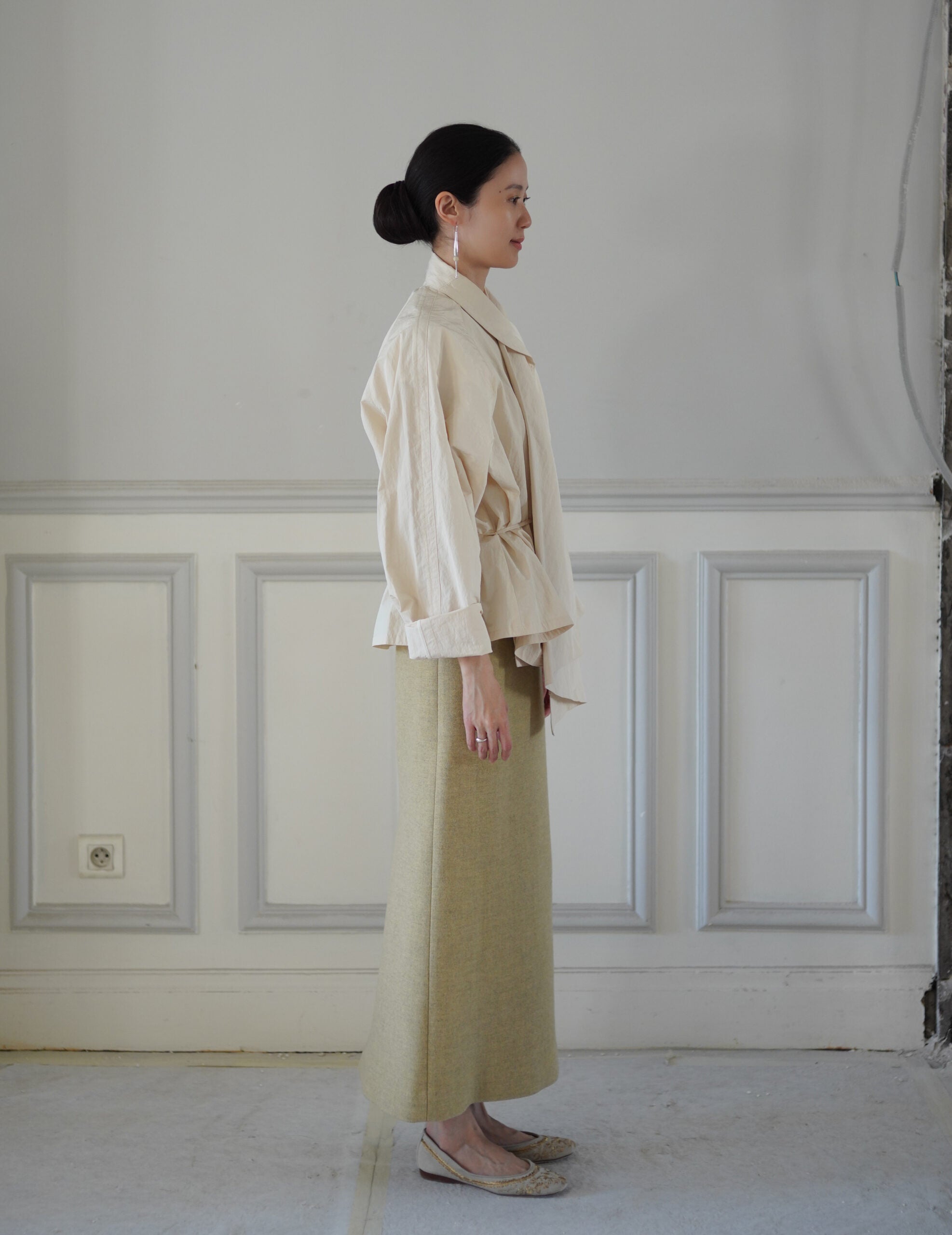 Scarf Short Trench Jacket・Ivory