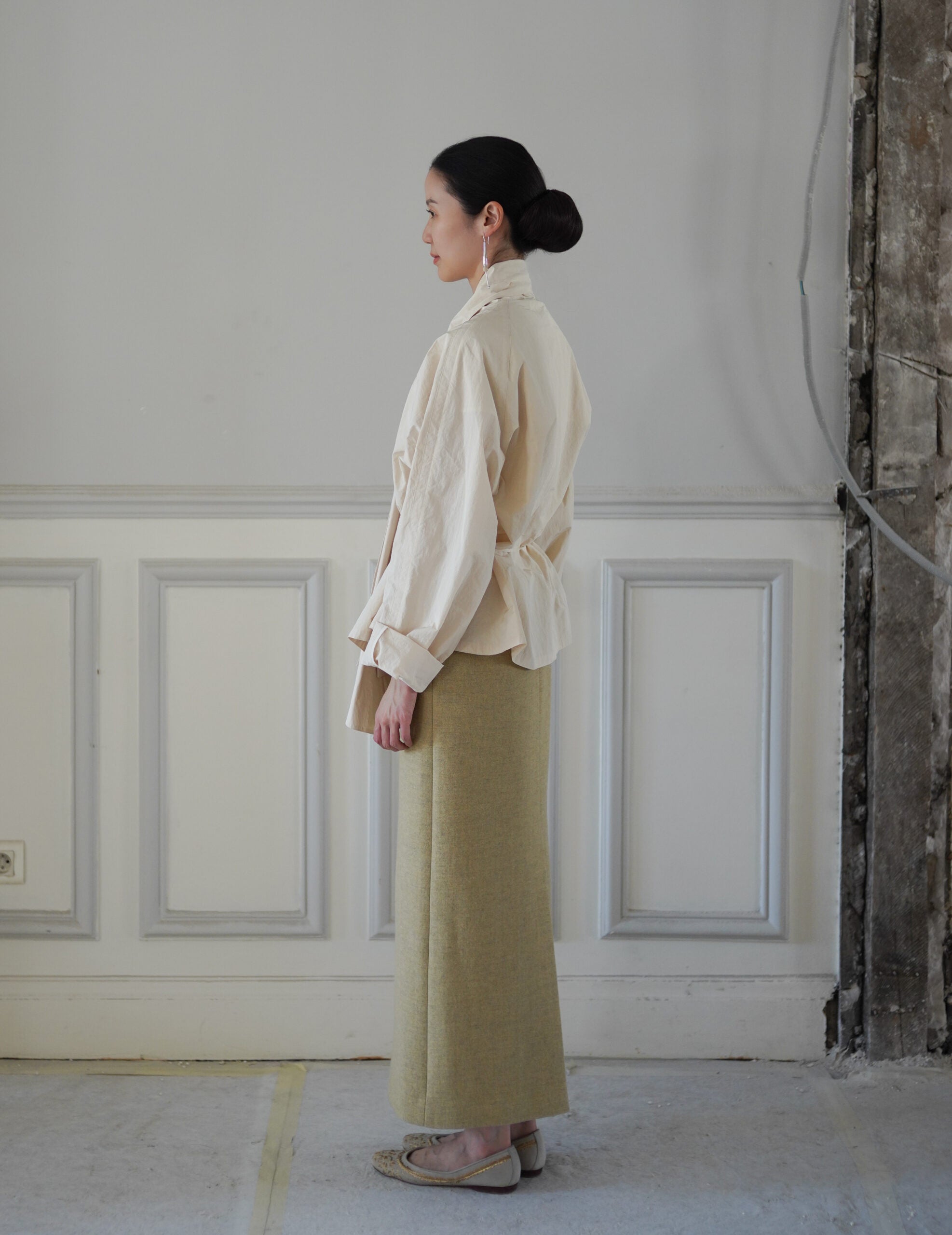 Scarf Short Trench Jacket・Ivory