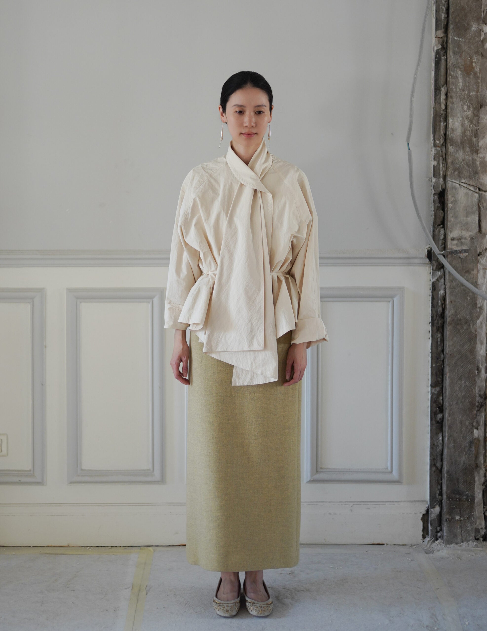 Scarf Short Trench Jacket・Ivory