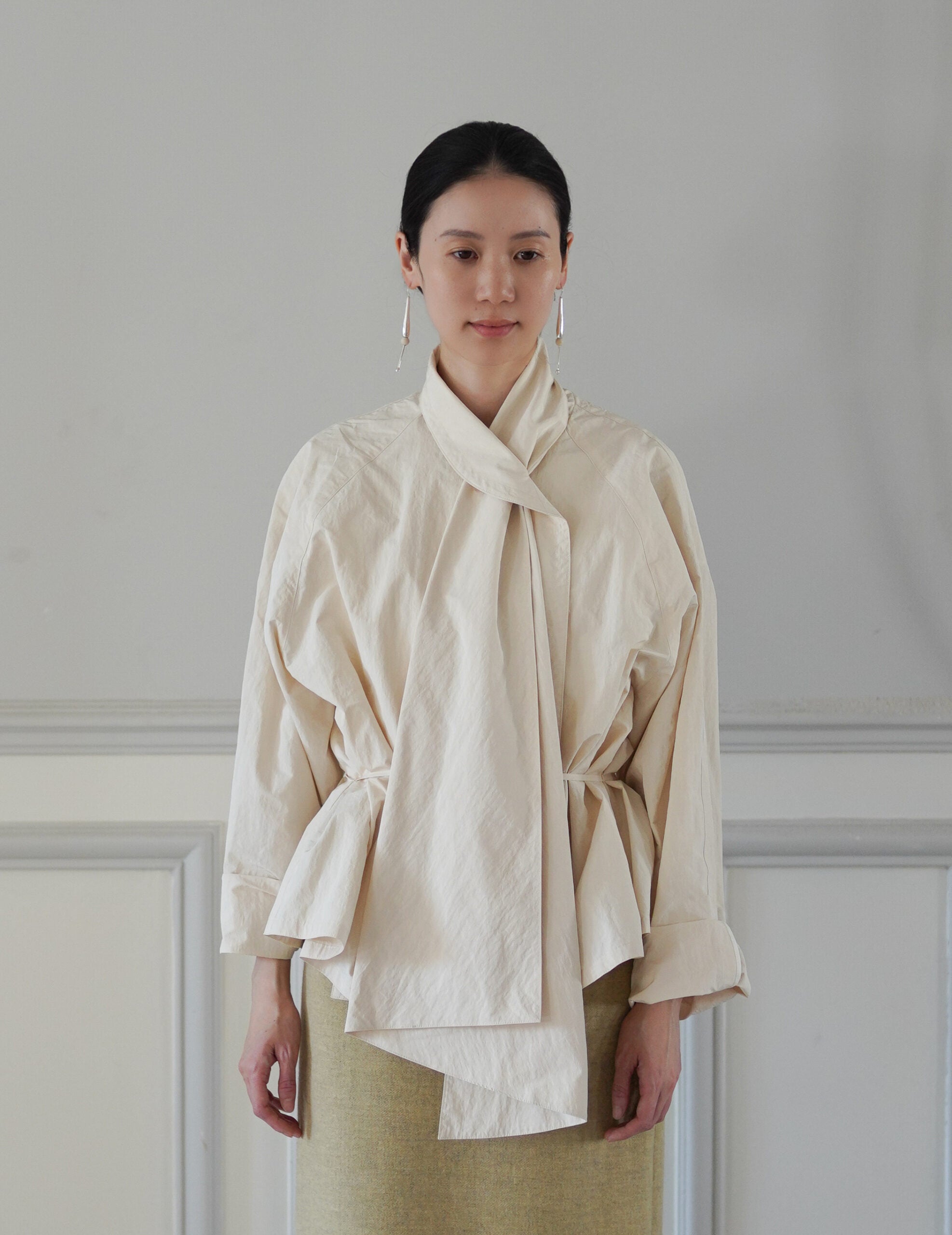 Scarf Short Trench Jacket・Ivory