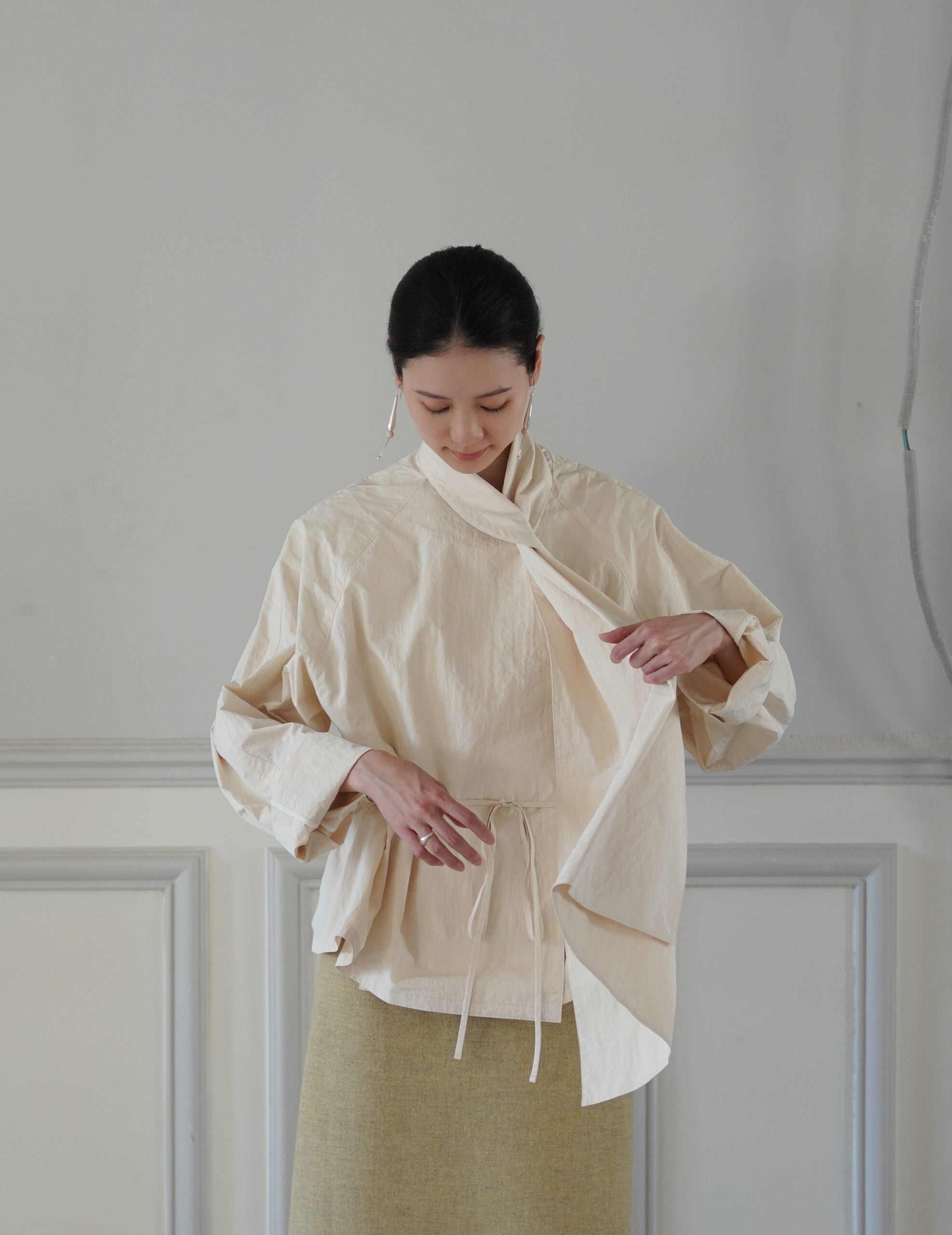 Scarf Short Trench Jacket・Ivory