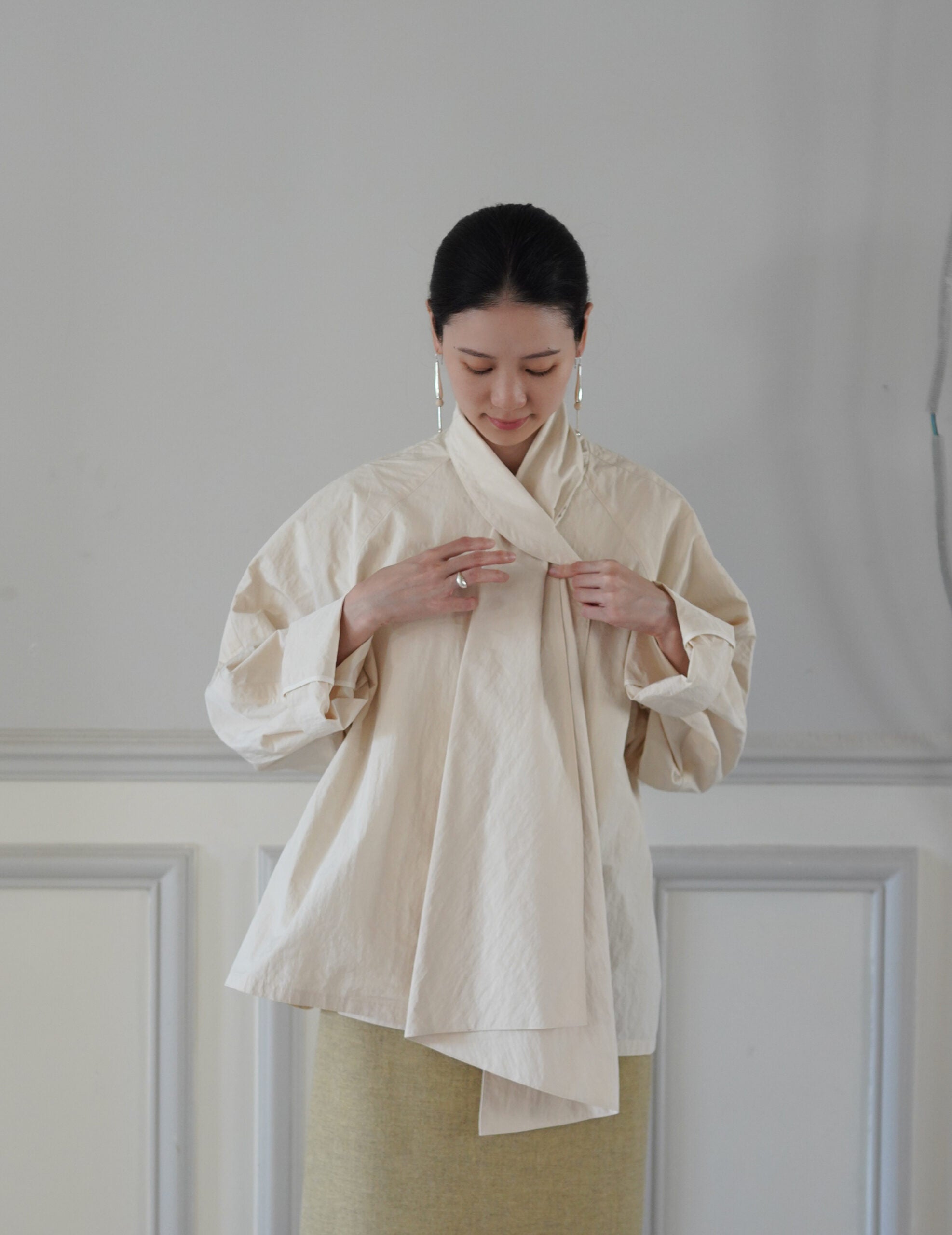 Scarf Short Trench Jacket・Ivory