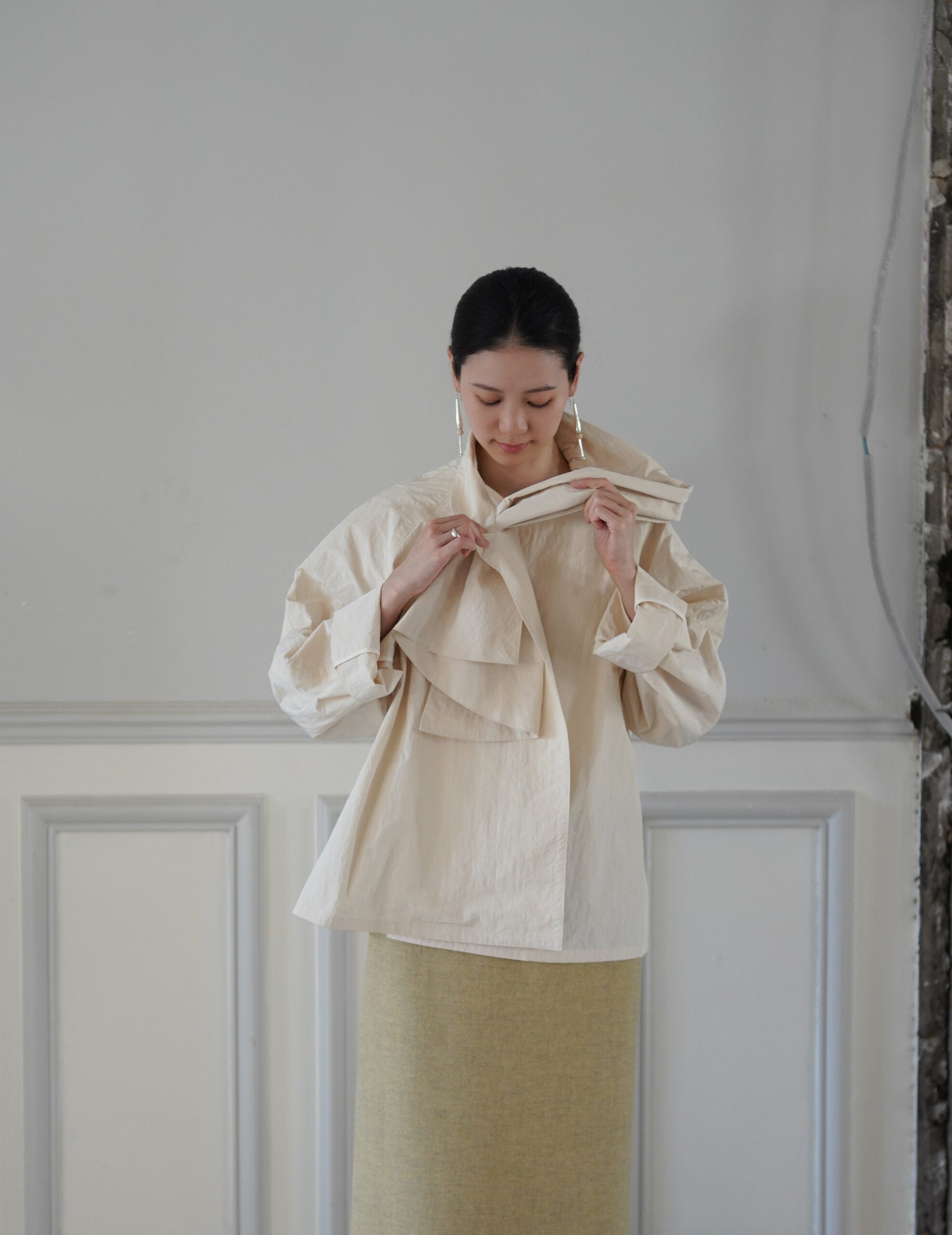 Scarf Short Trench Jacket・Ivory