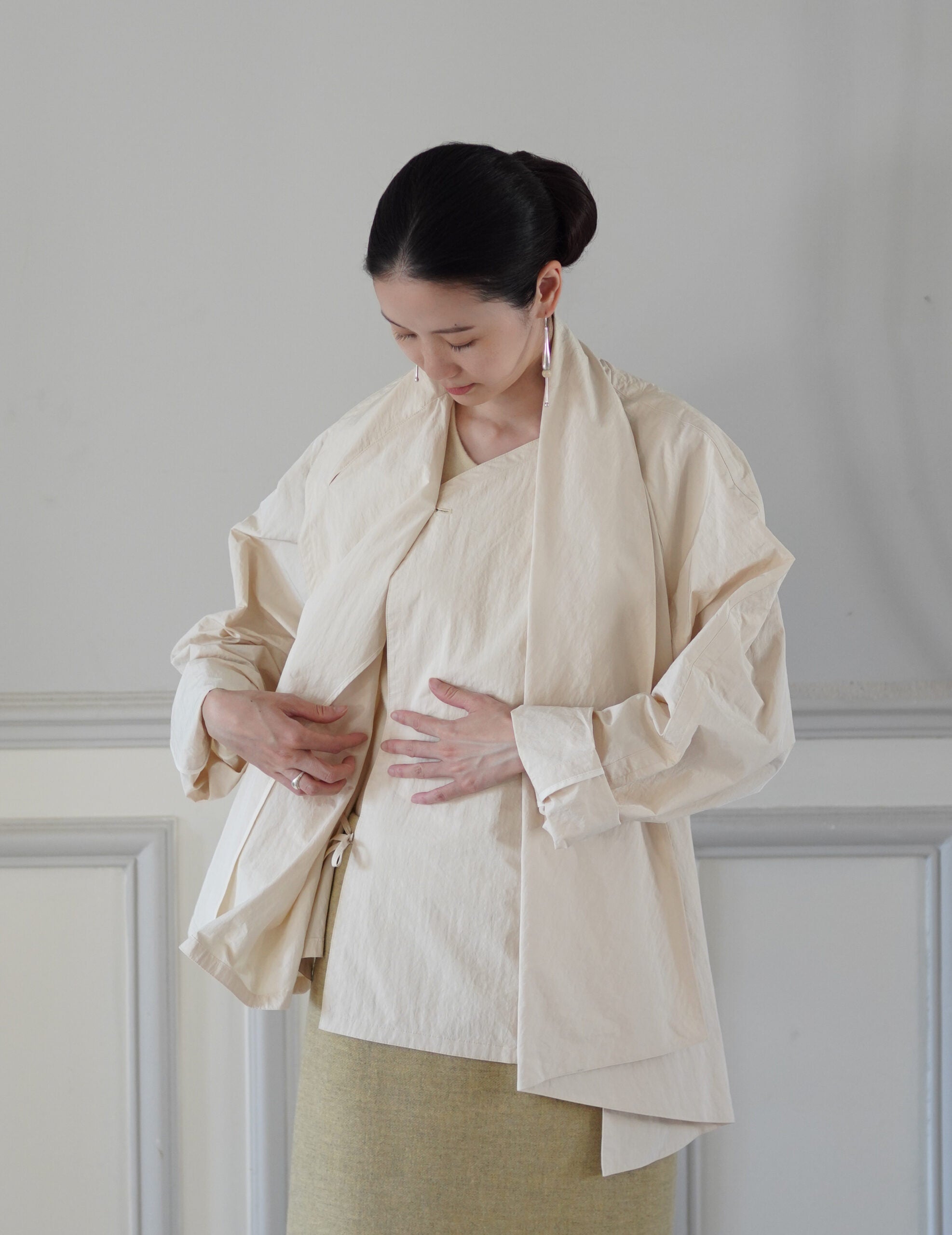 Scarf Short Trench Jacket・Ivory