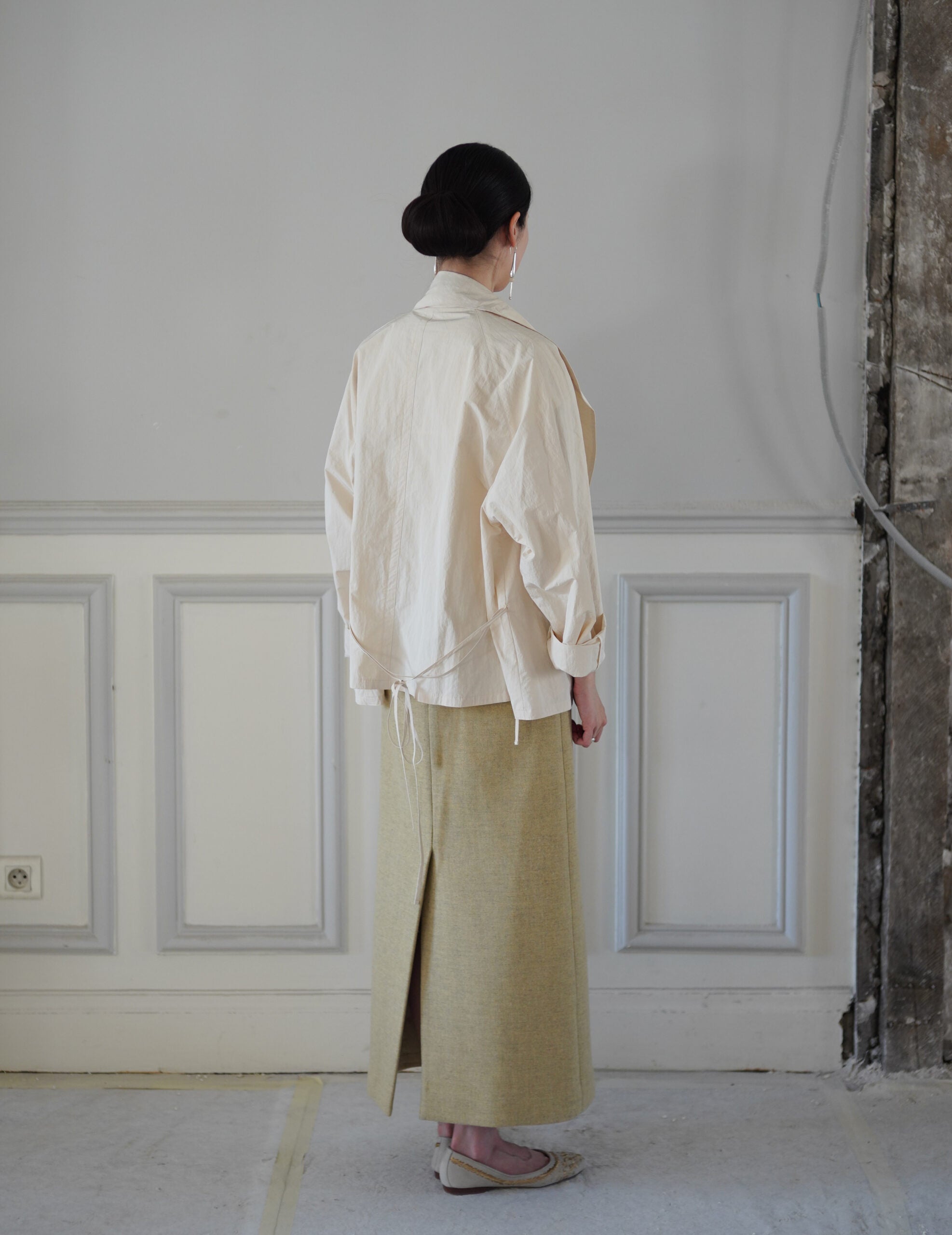 Scarf Short Trench Jacket・Ivory