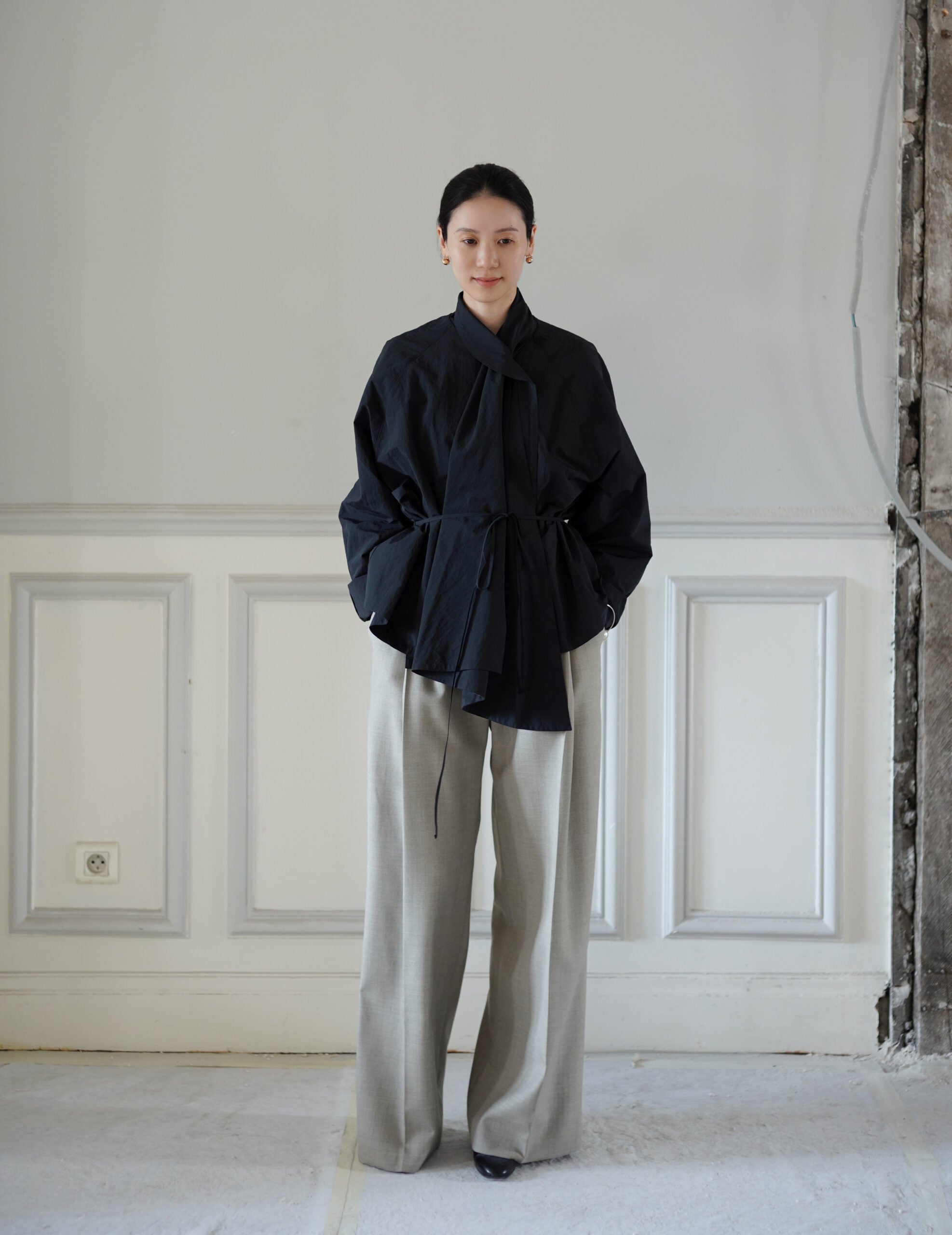 Scarf Short Trench Jacket・Dark Navy