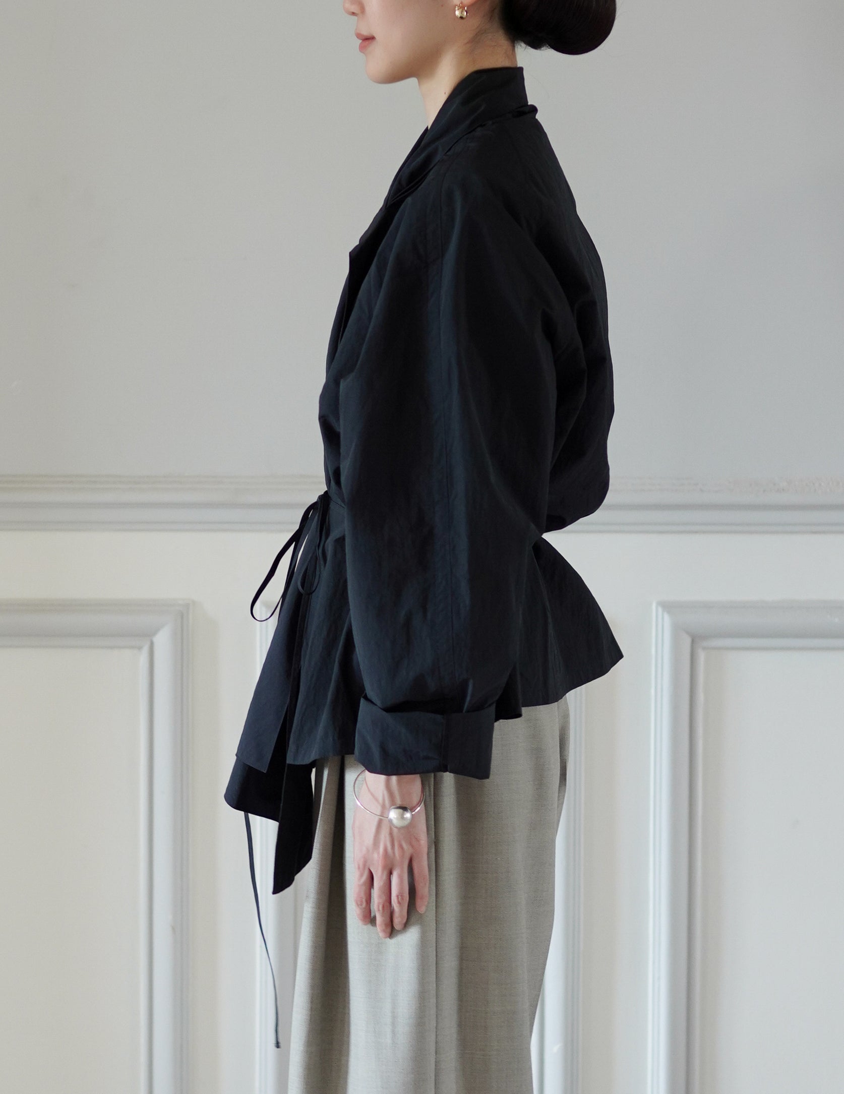 Scarf Short Trench Jacket・Dark Navy