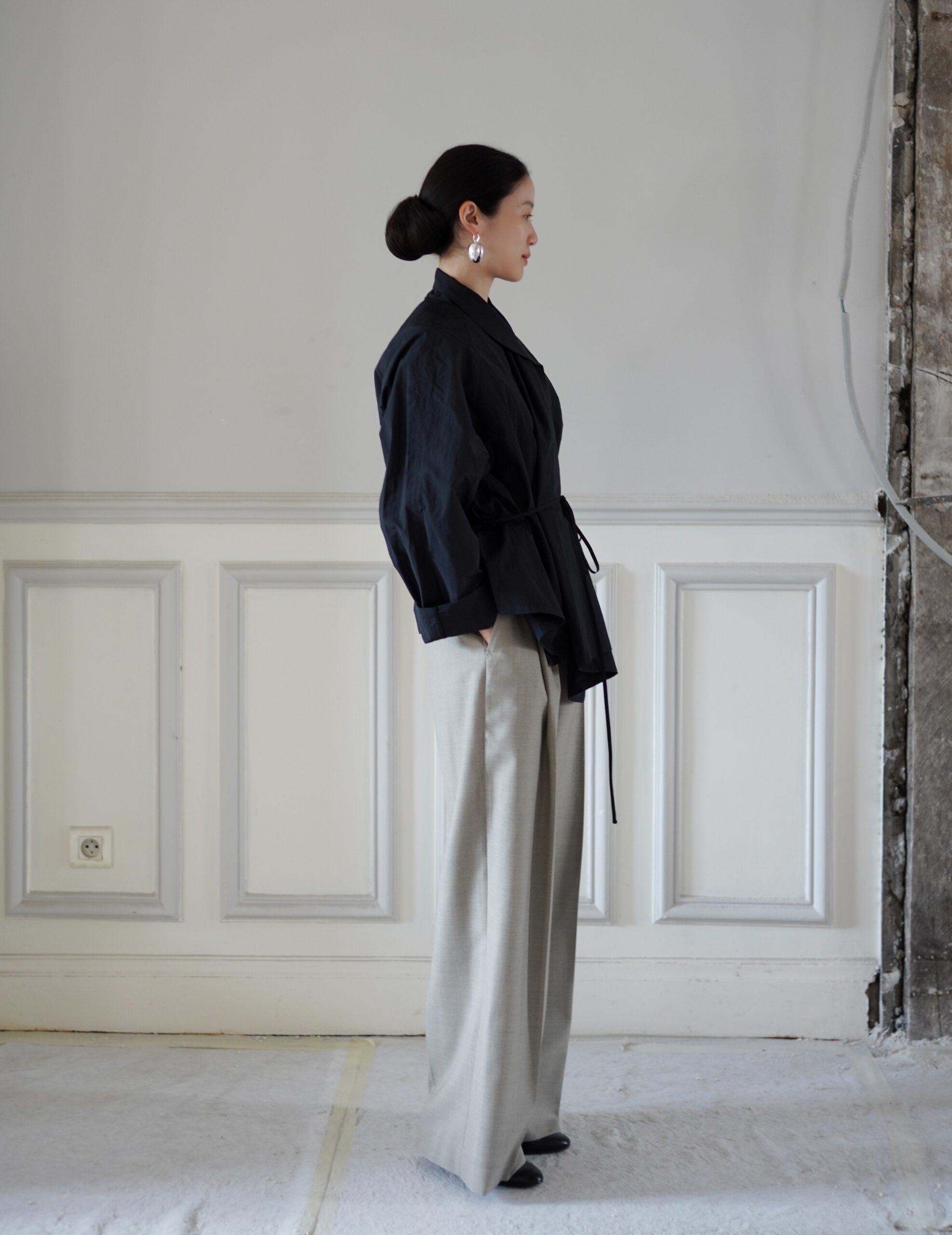 Scarf Short Trench Jacket・Dark Navy