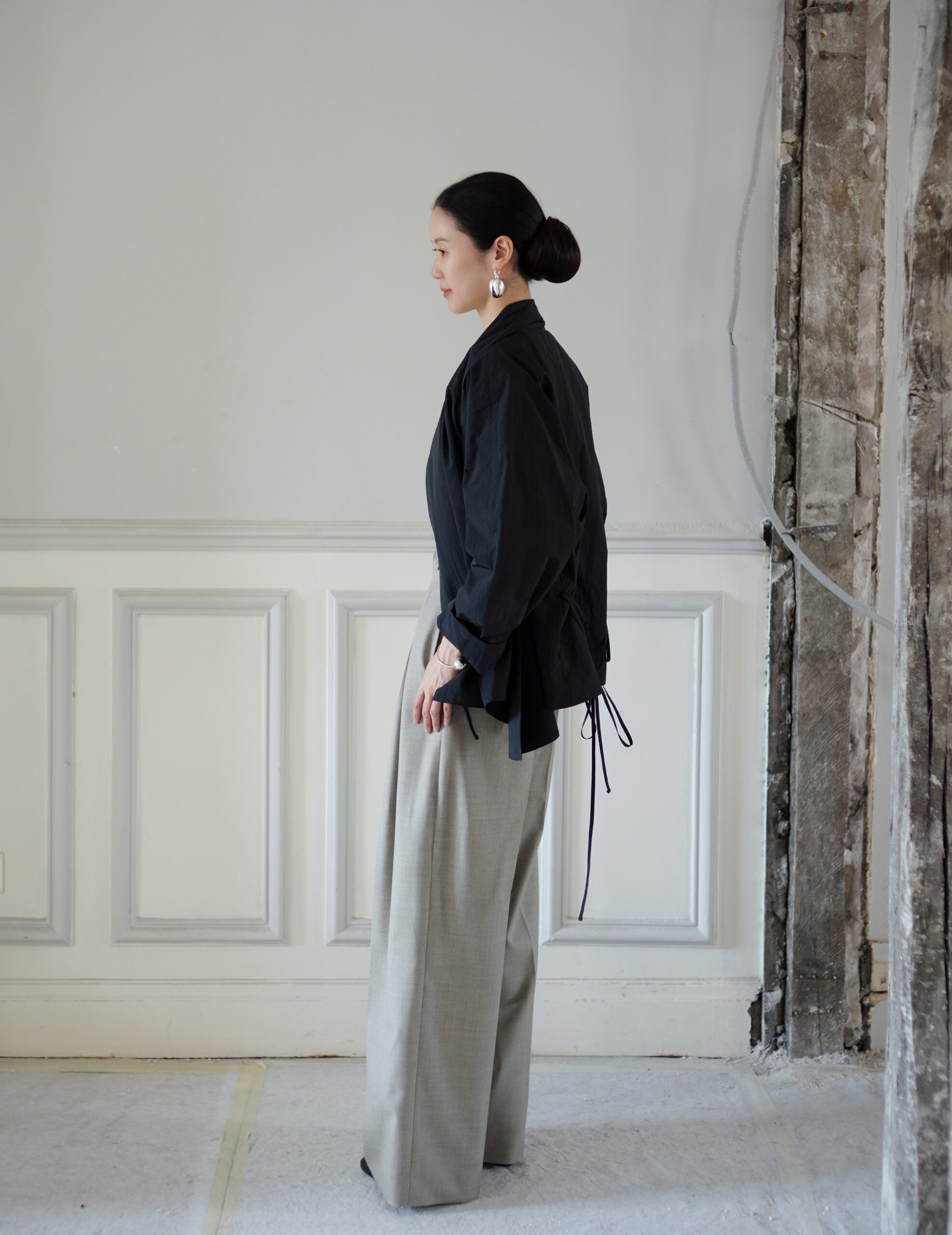 Scarf Short Trench Jacket・Dark Navy