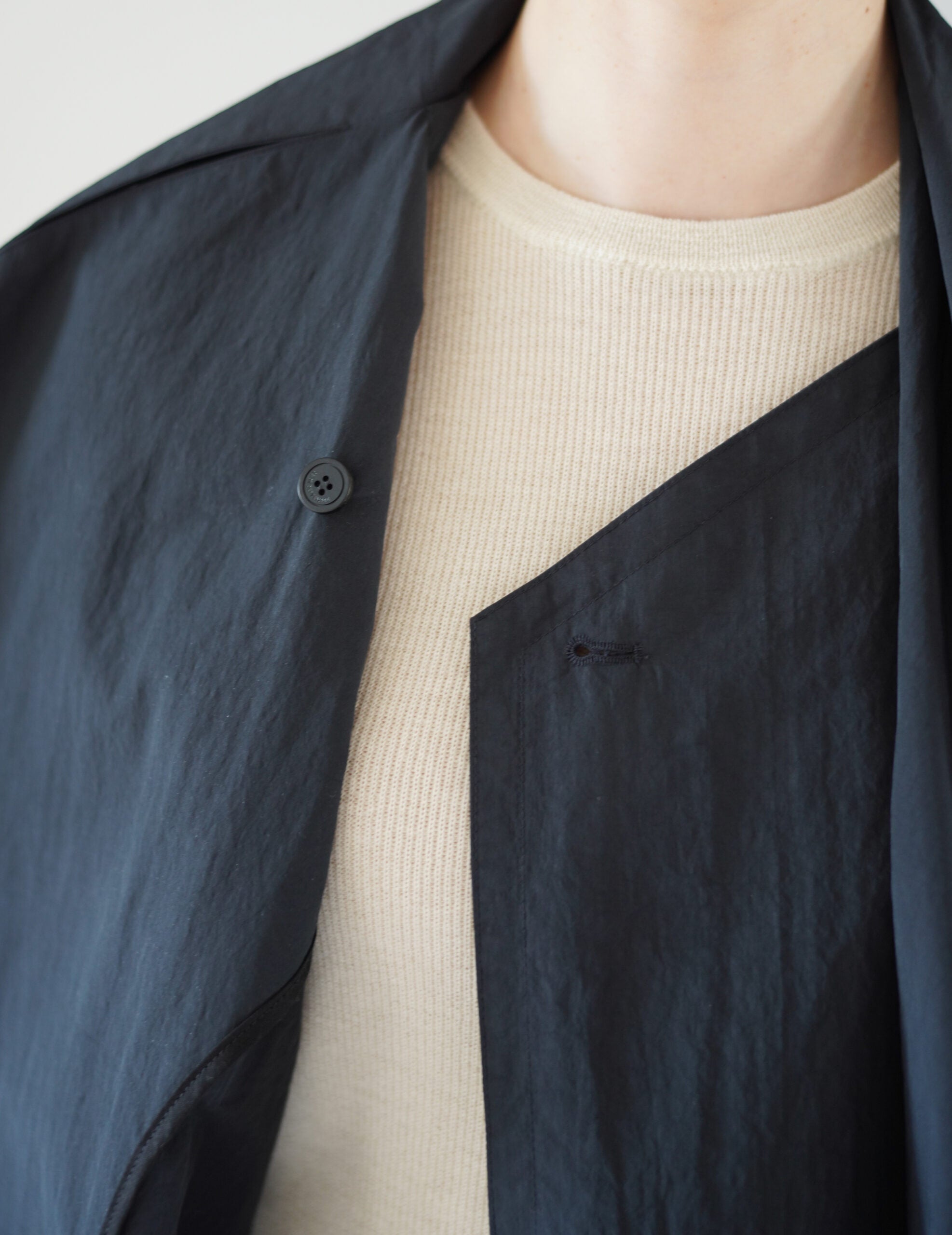 Scarf Short Trench Jacket・Dark Navy