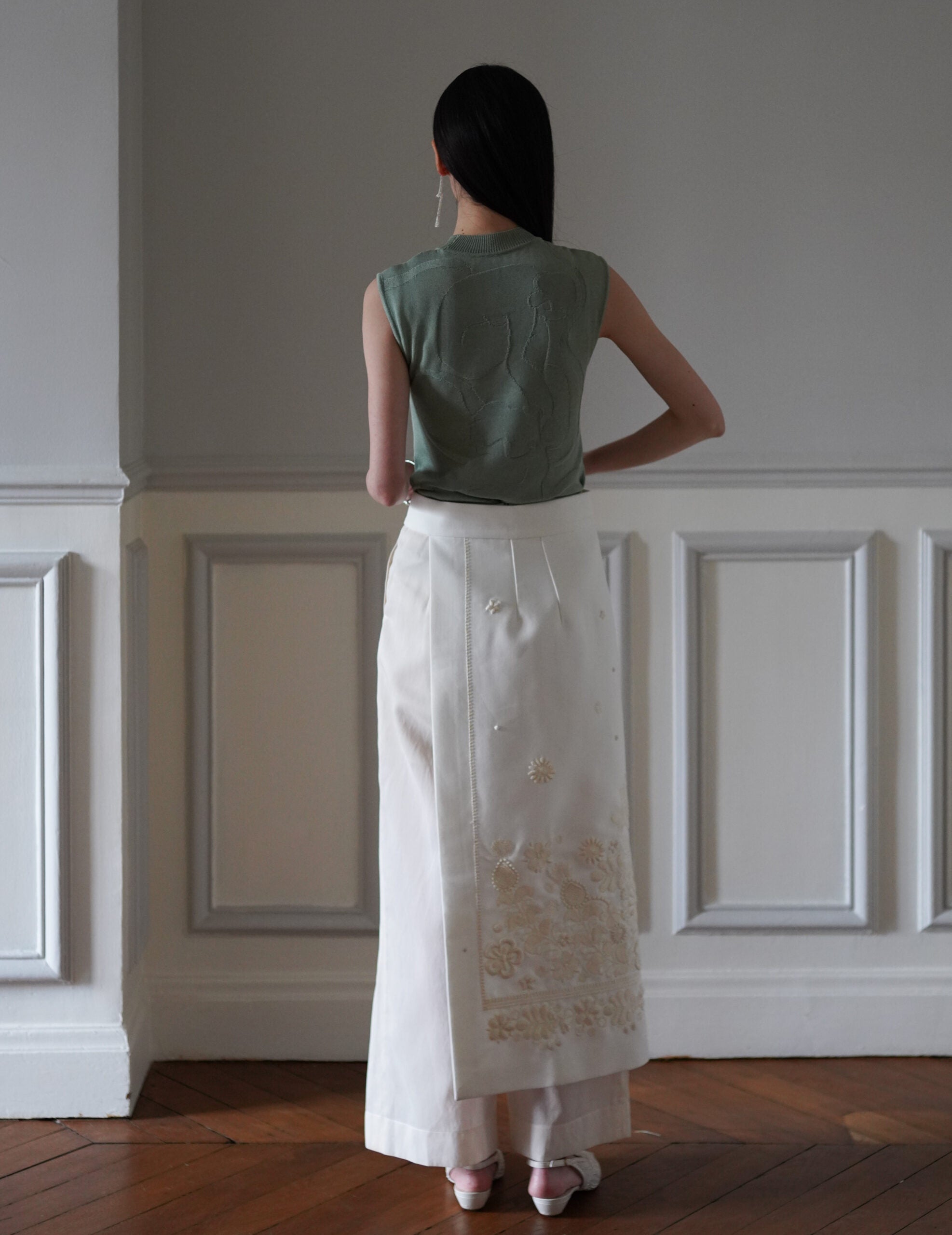 Woman Figure Sleeveless Knitted Top・Lake Green (Exclusive Color)