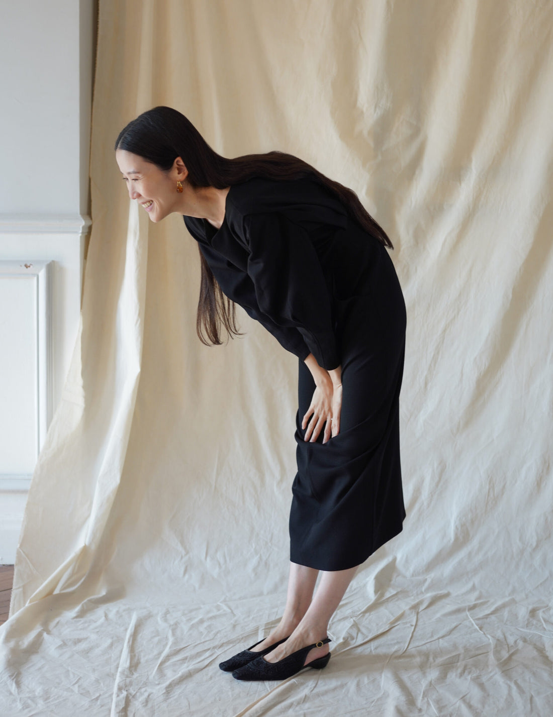 Wool Georgette Dress・Black