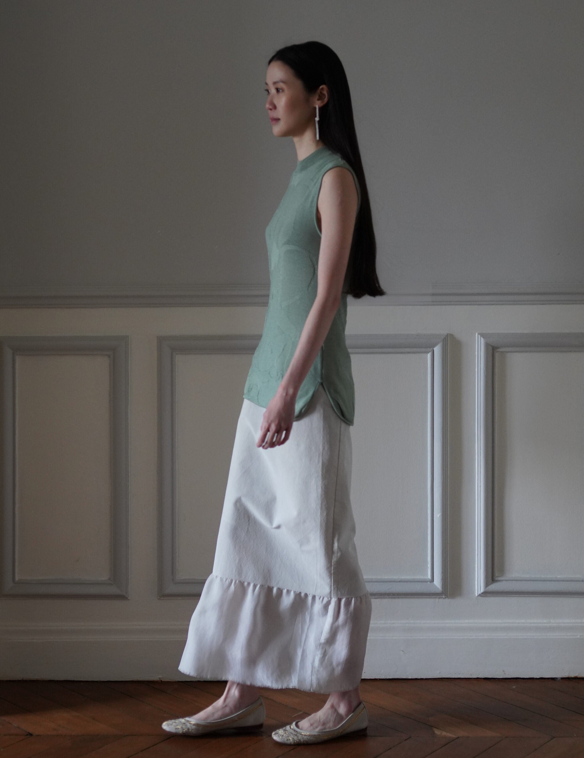 Woman Figure Sleeveless Knitted Top・Lake Green (Exclusive Color)