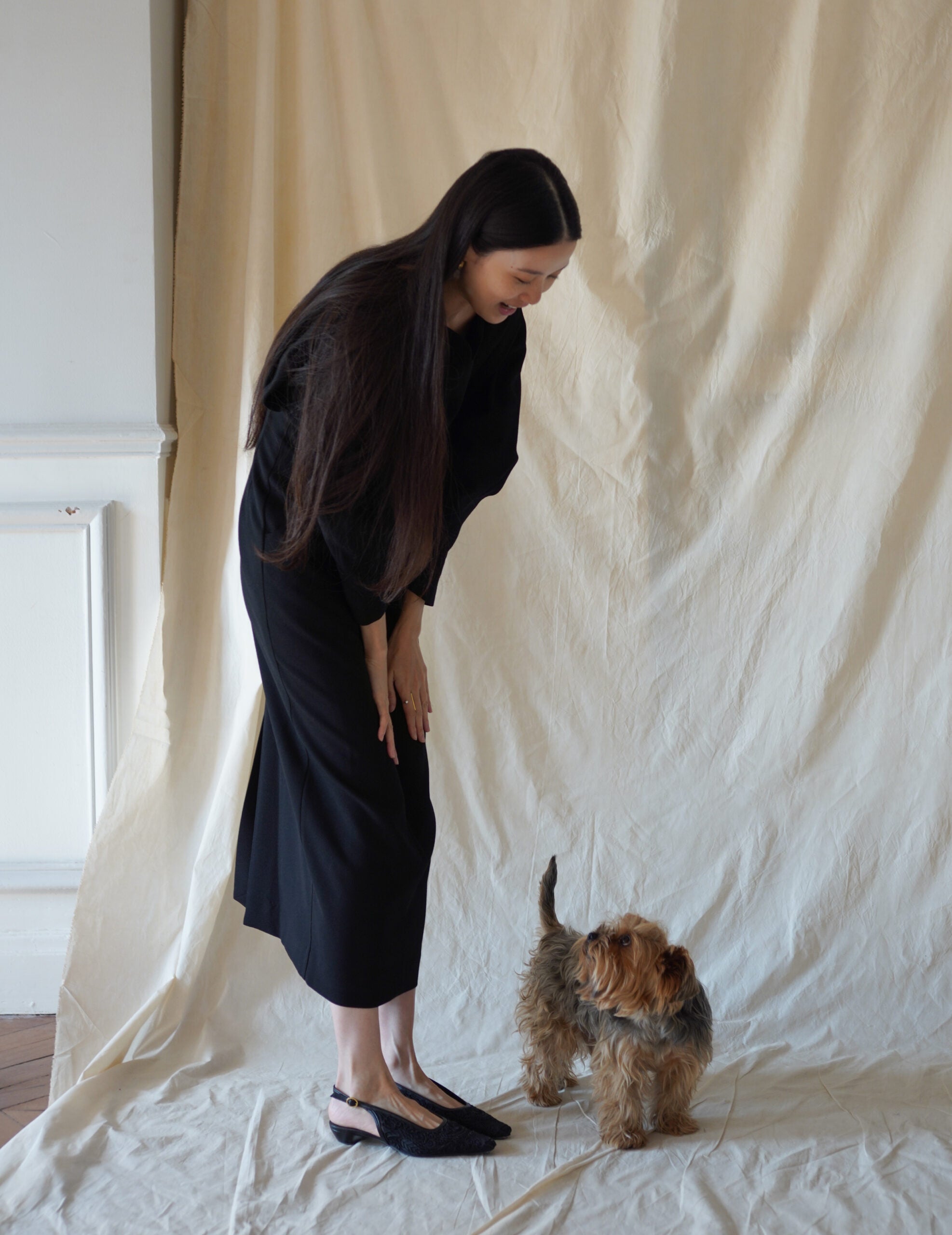 Wool Georgette Dress・Black