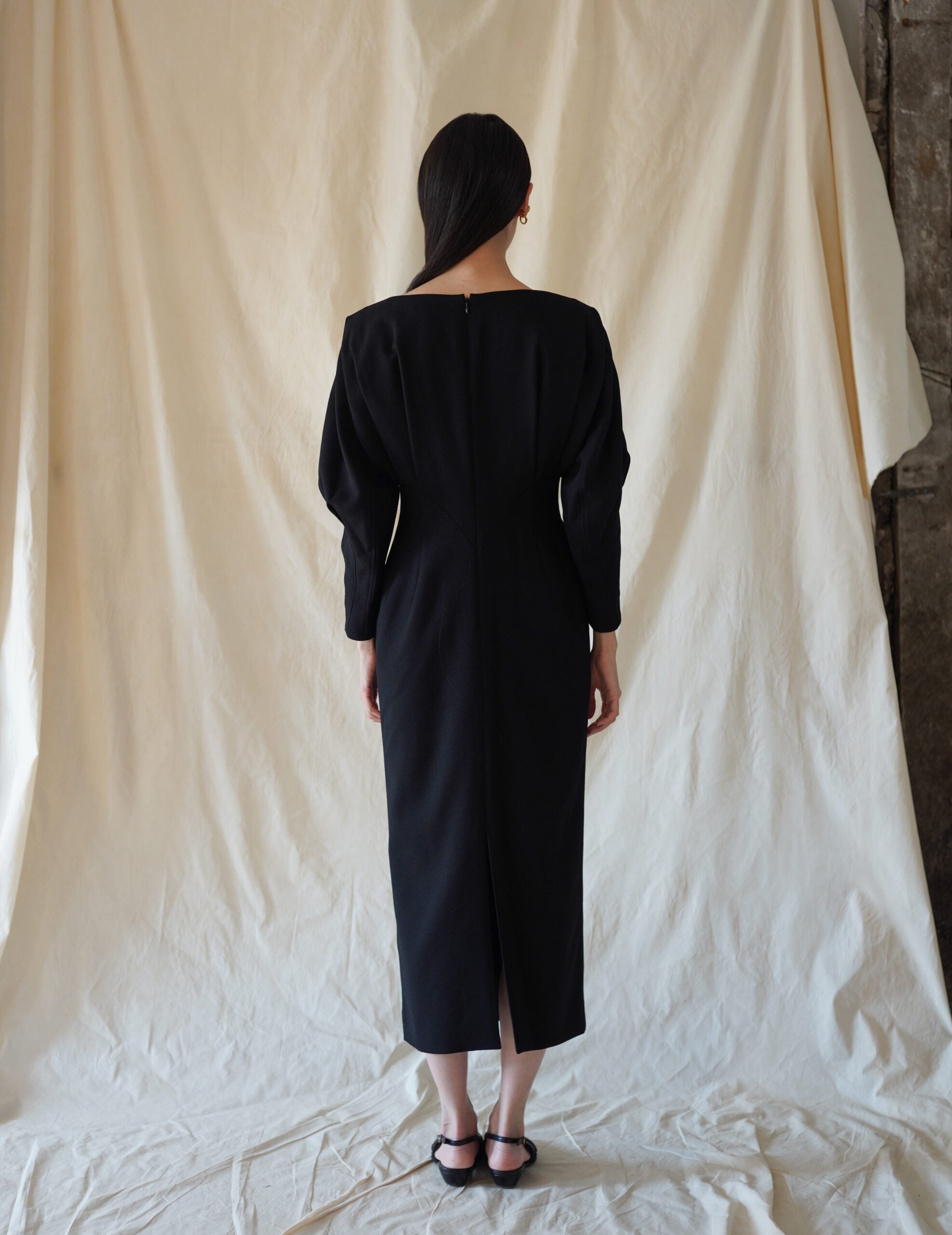Wool Georgette Dress・Black