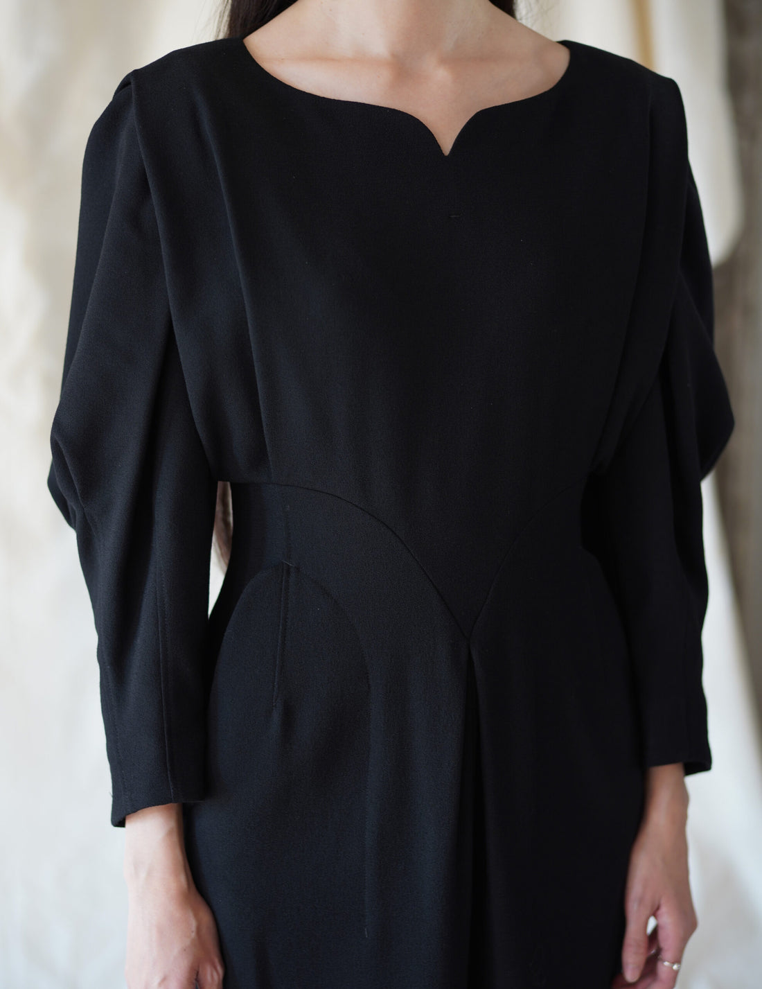 Wool Georgette Dress・Black
