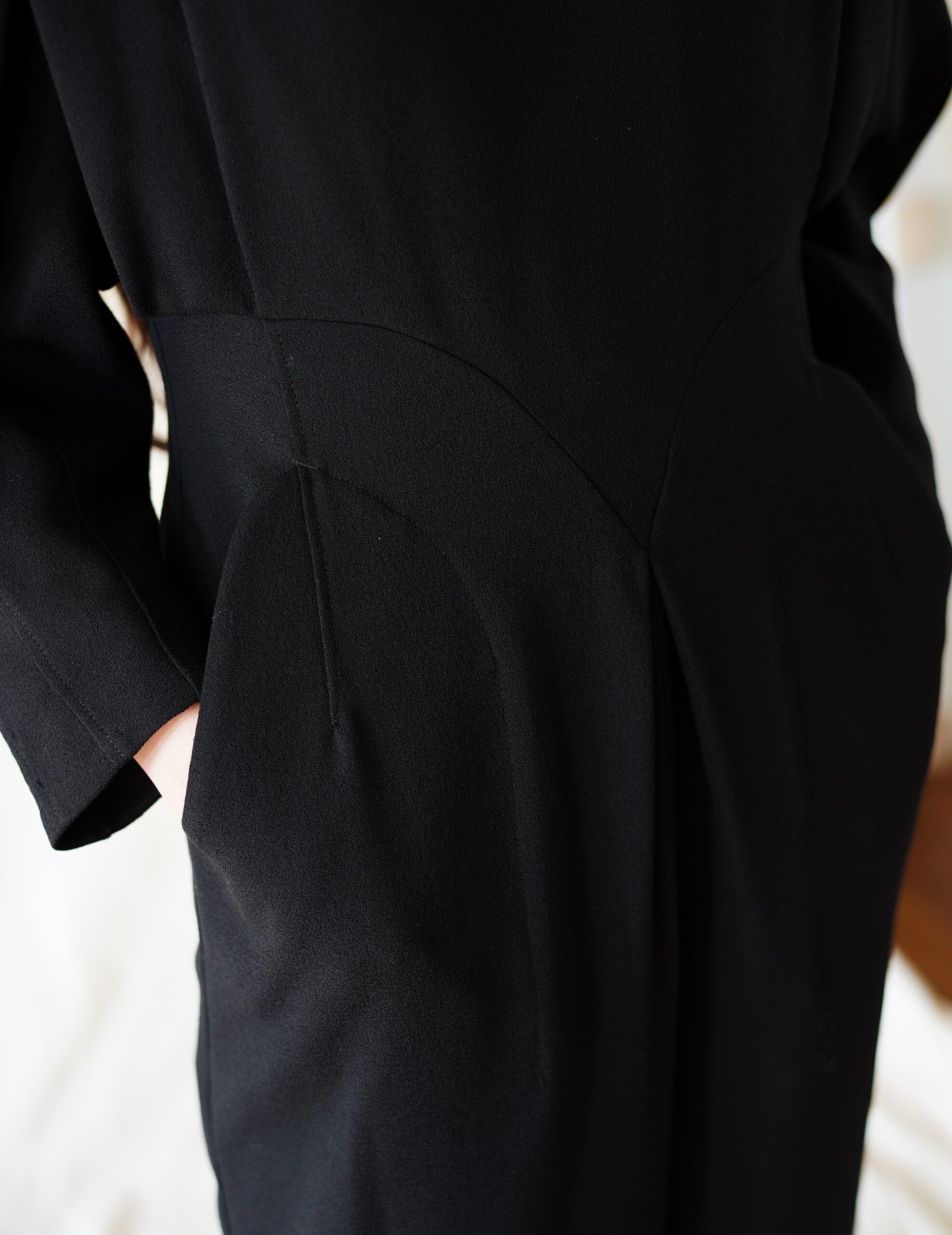 Wool Georgette Dress・Black