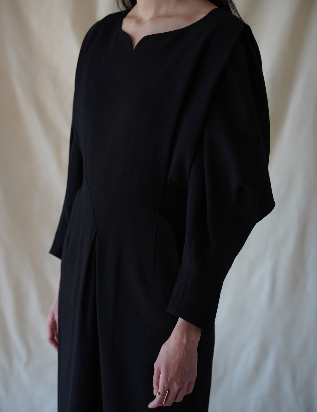 Wool Georgette Dress・Black