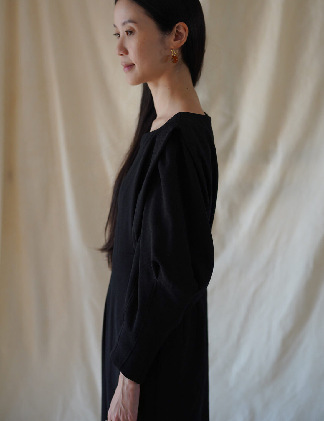 Wool Georgette Dress・Black
