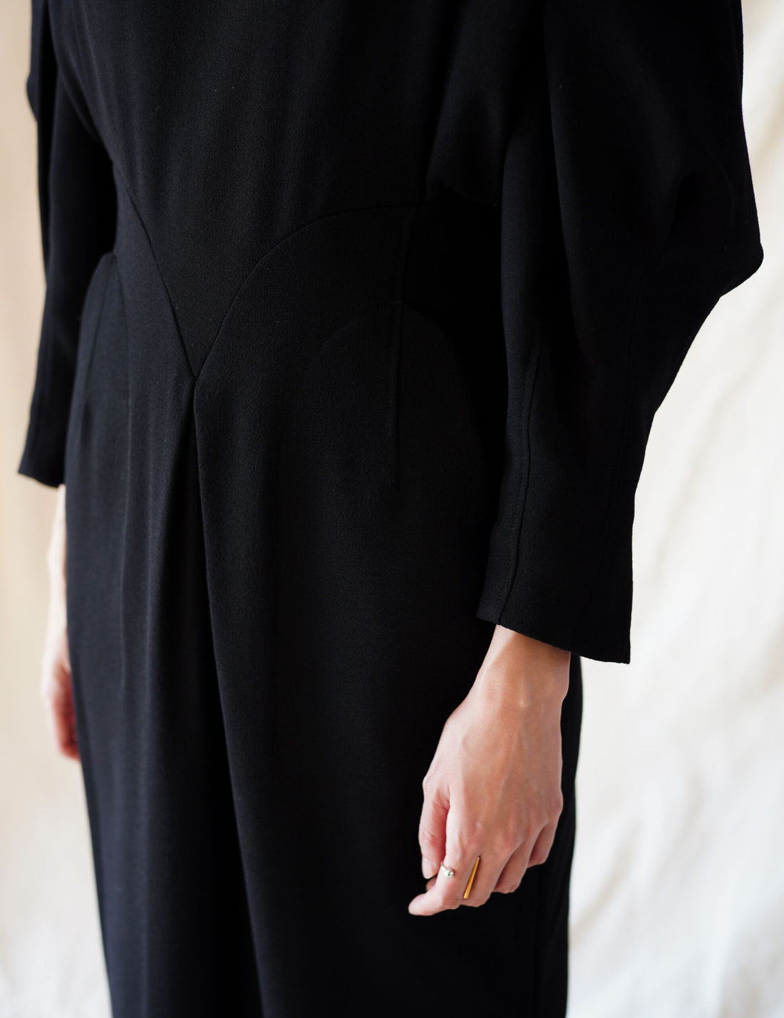 Wool Georgette Dress・Black