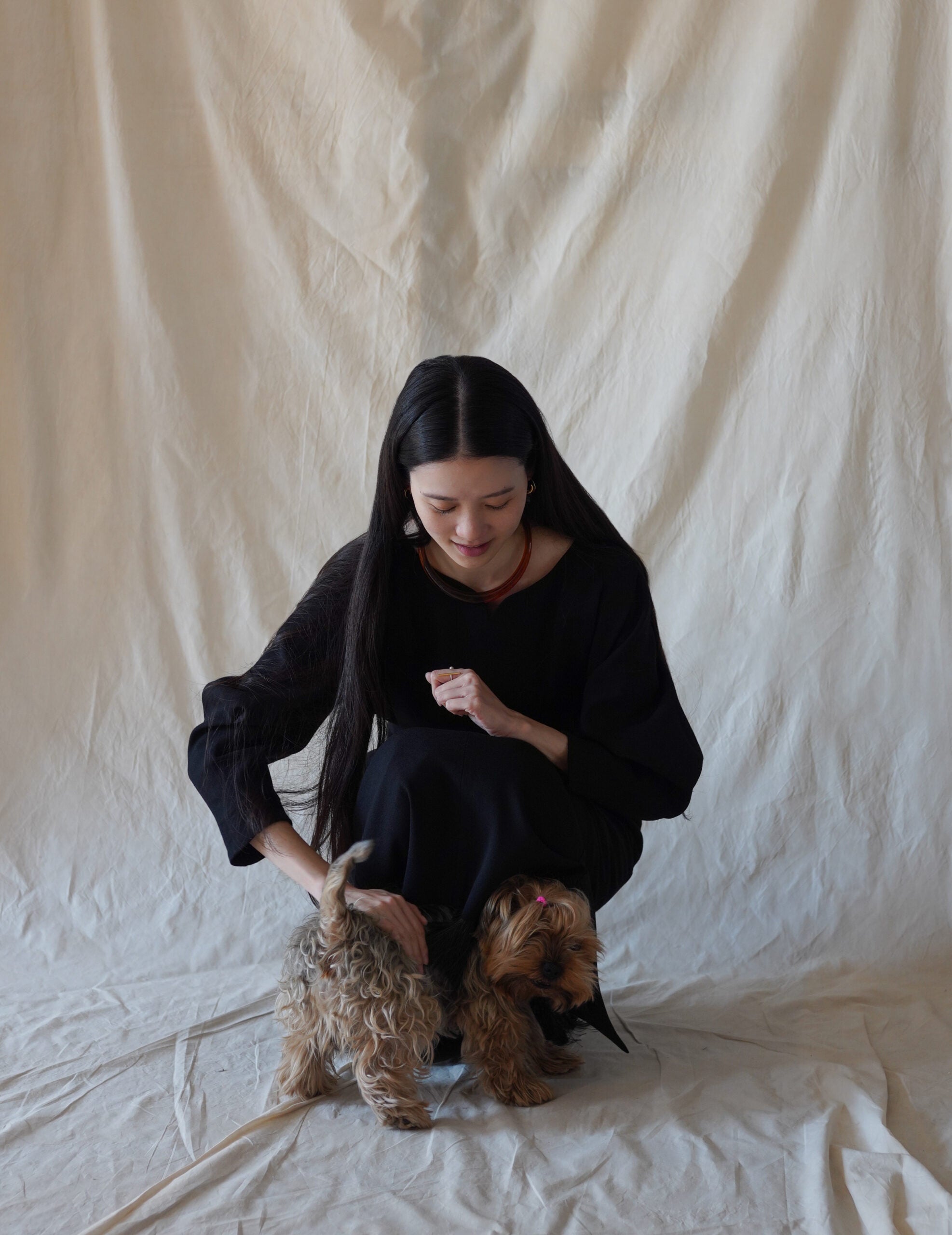 Wool Georgette Dress・Black