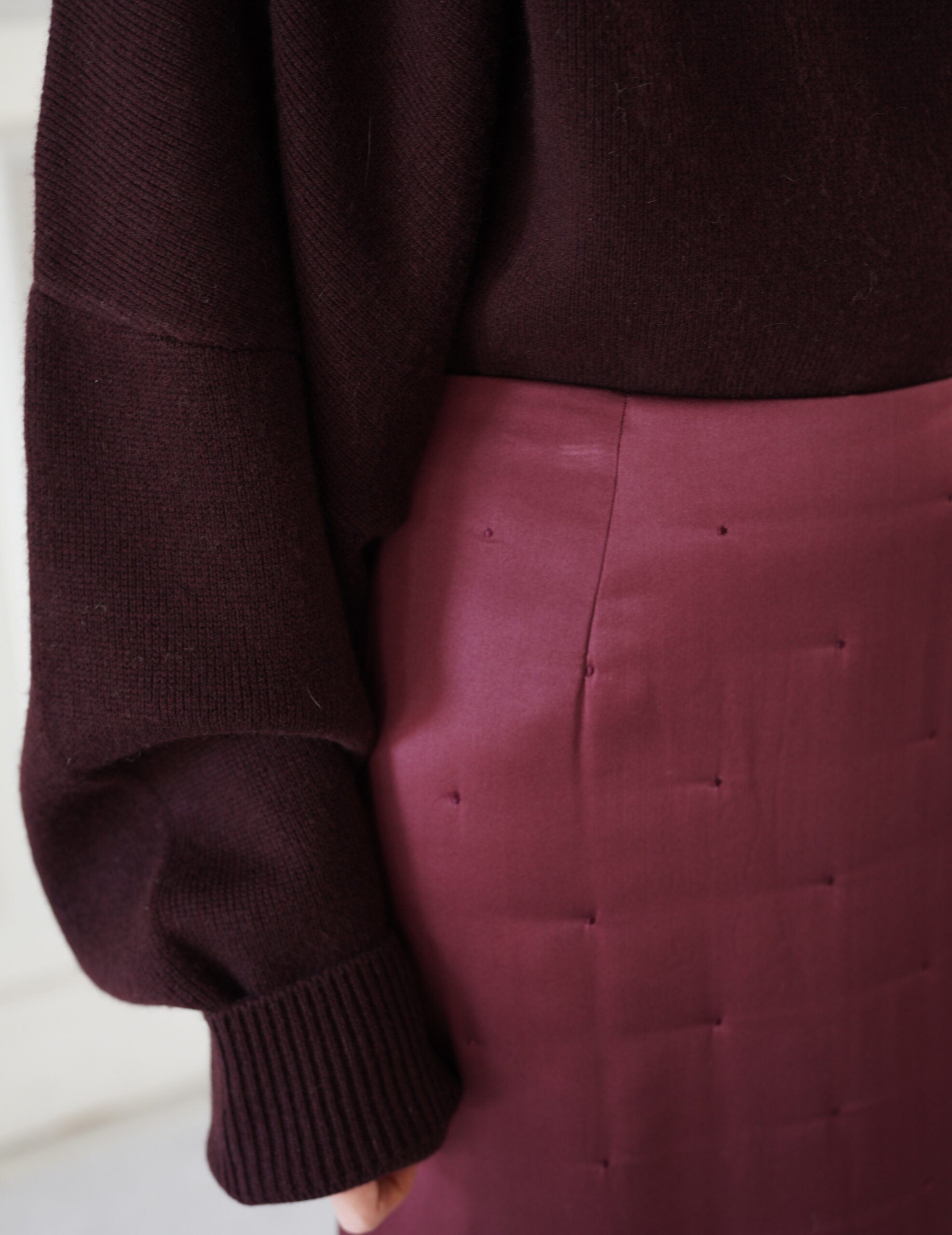 Suden Silk Padded Skirt・Burgundy