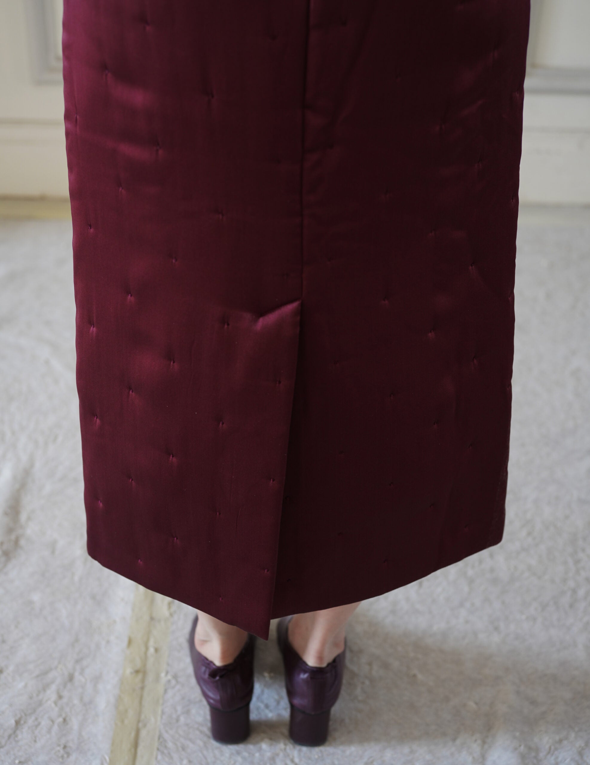 Suden Silk Padded Skirt・Burgundy