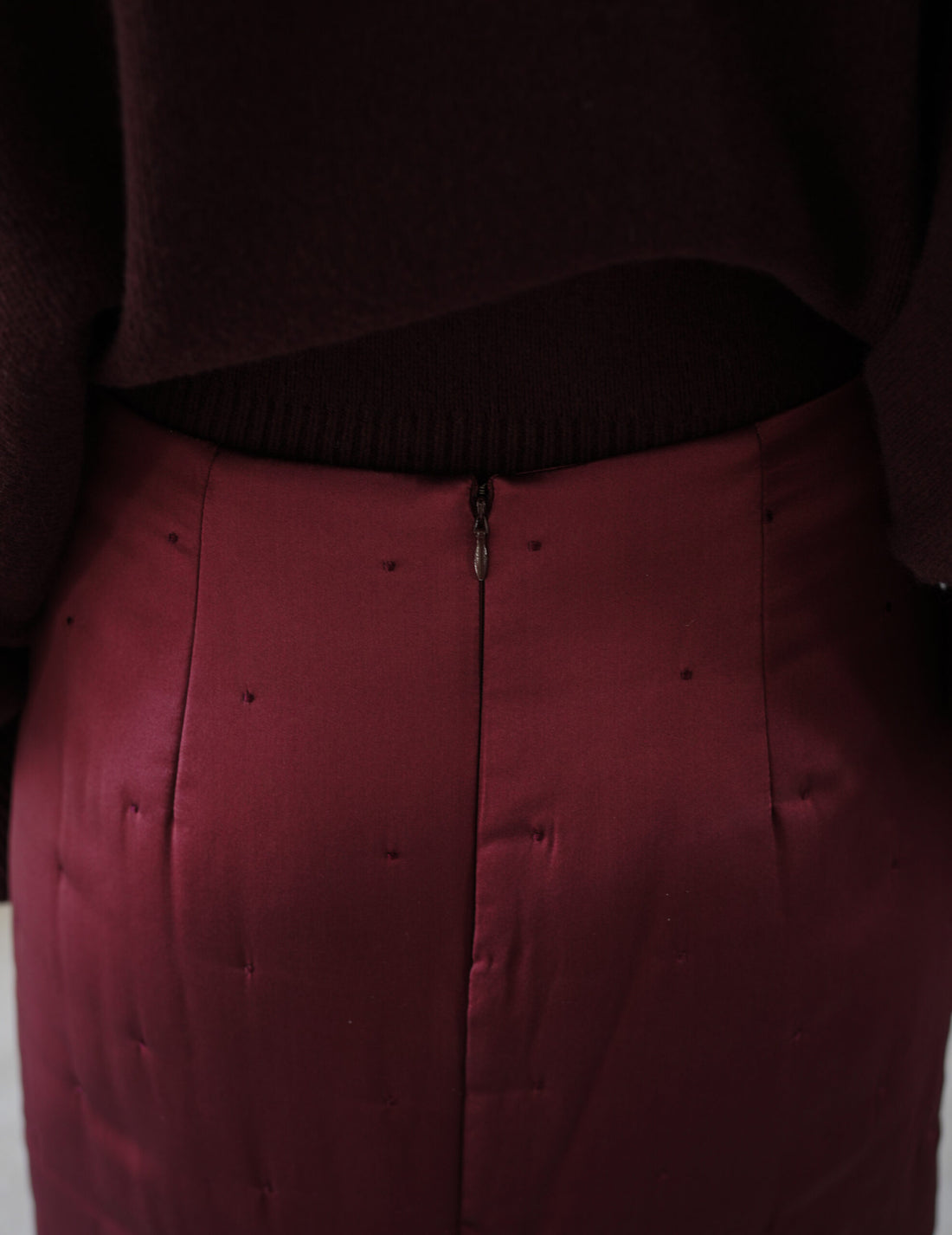 Suden 真絲絎縫長裙・酒紅色