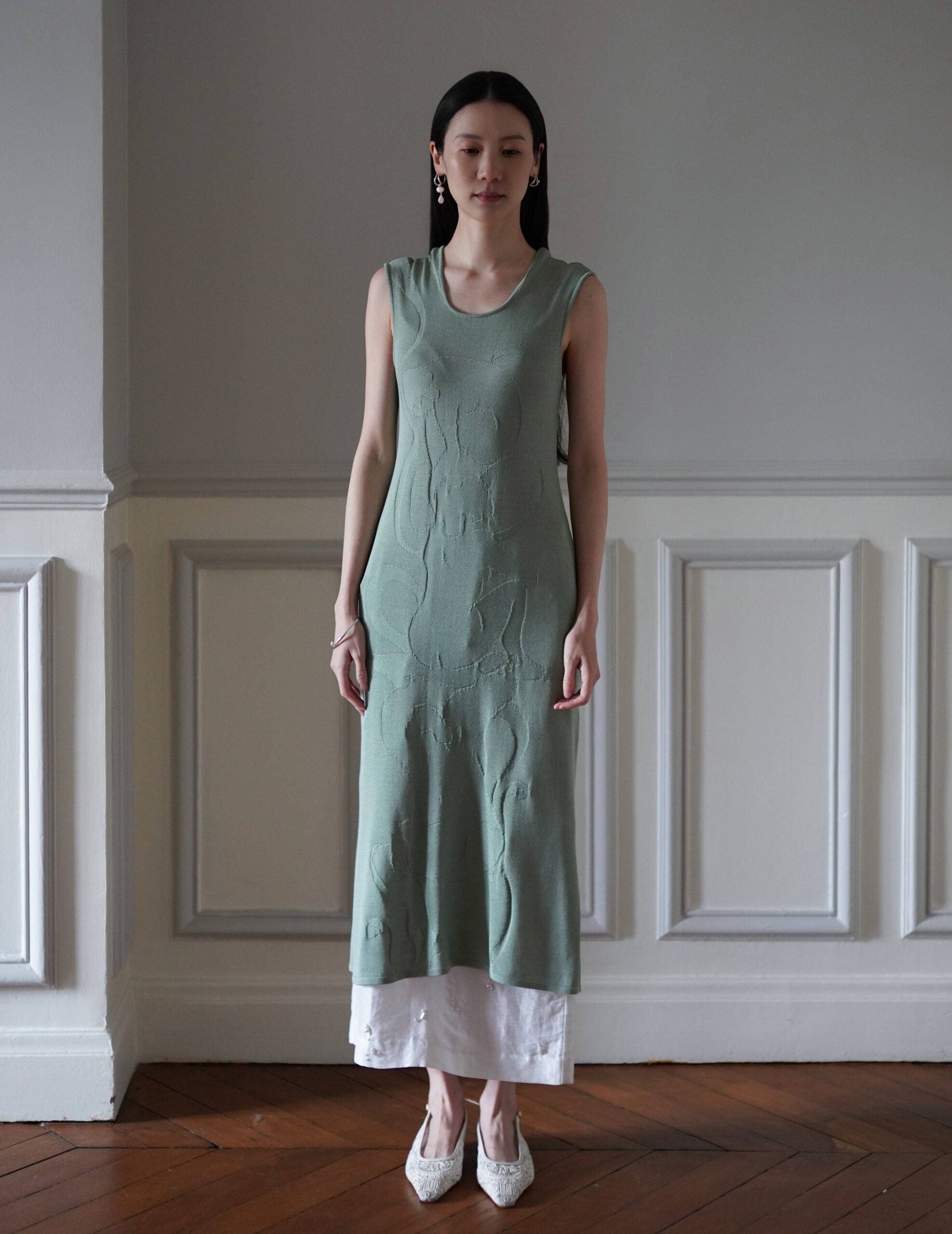 Woman Figure Knitted Dress・Lake Green (Exclusive Color)