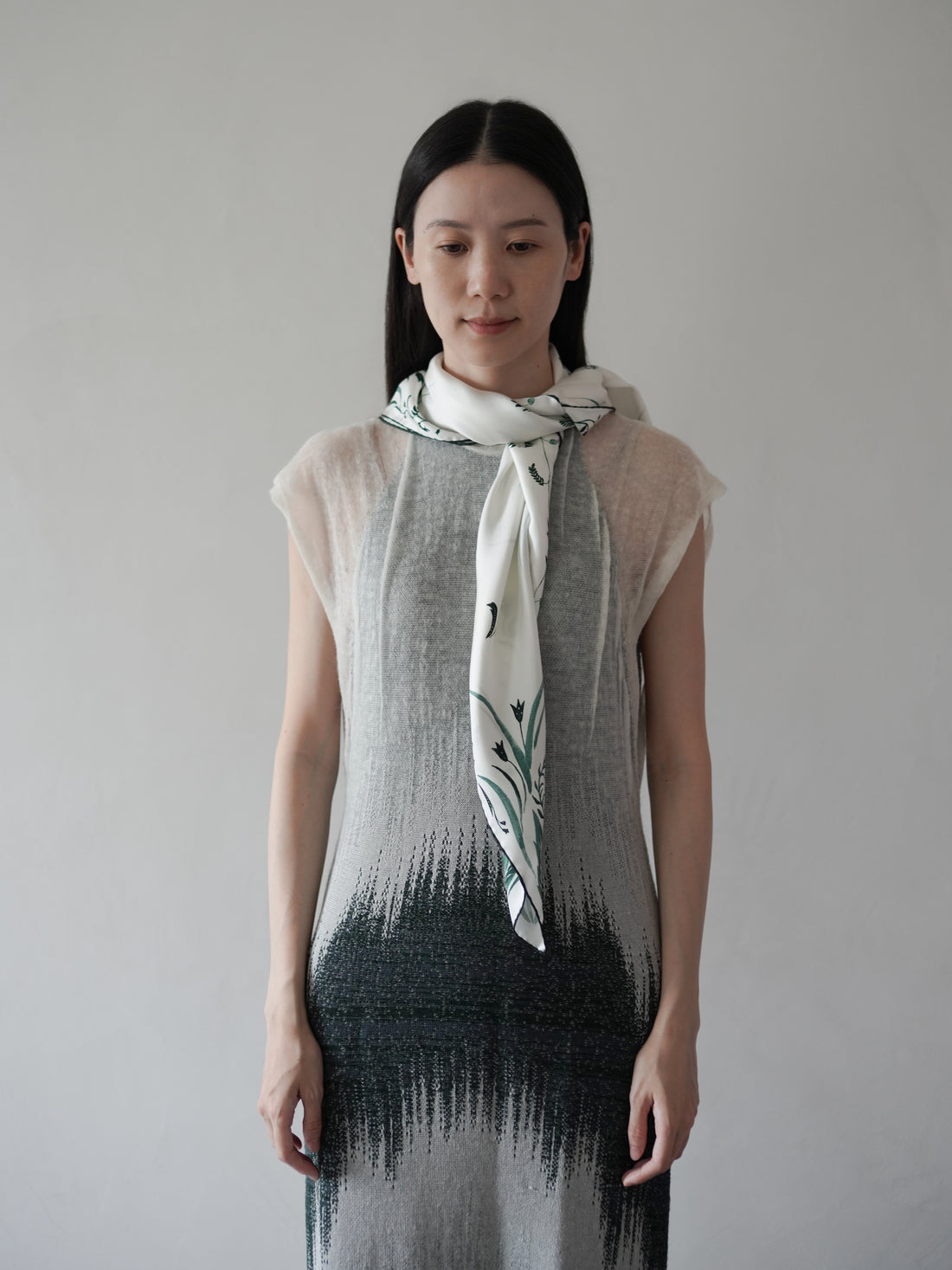 Hand Printed Silk Scarf・Green