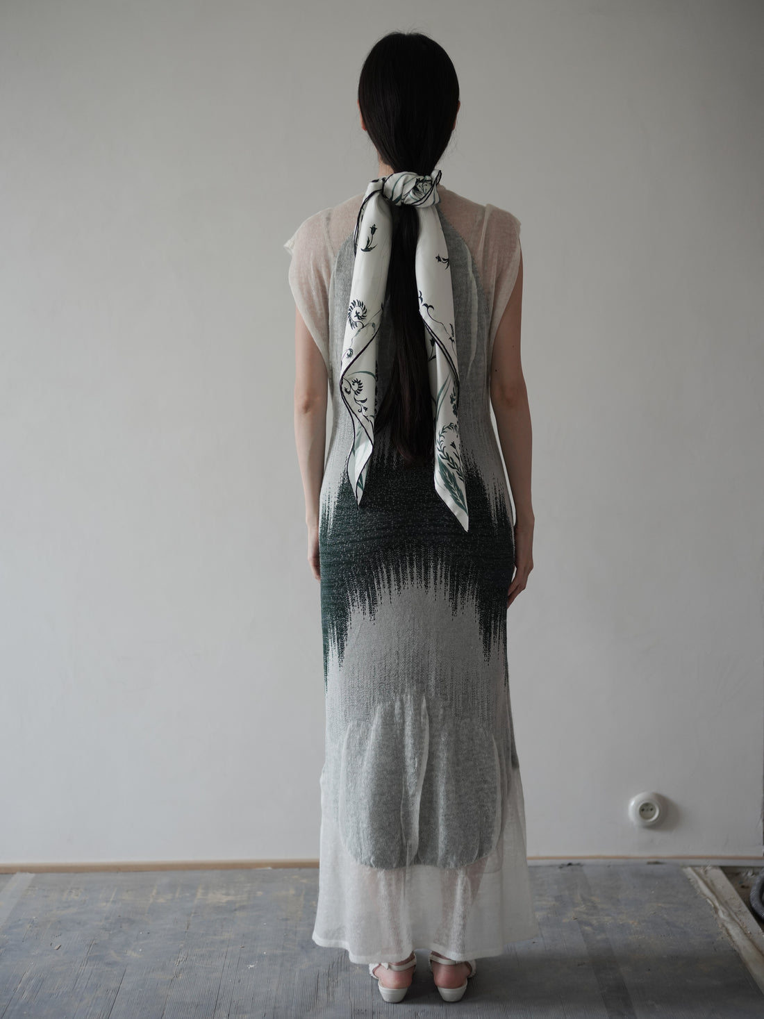 Hand Printed Silk Scarf・Green