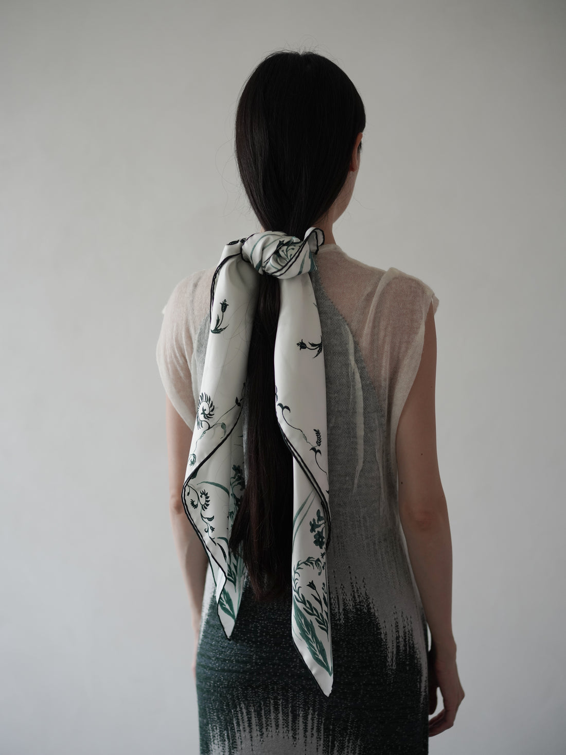 Hand Printed Silk Scarf・Green
