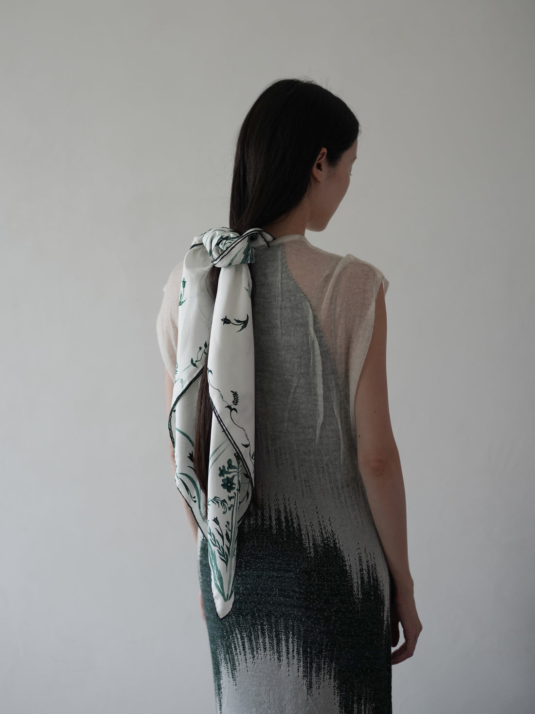 Hand Printed Silk Scarf・Green