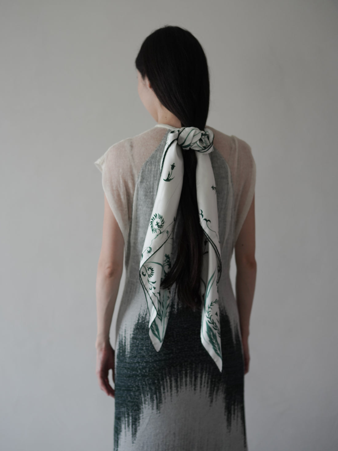 Hand Printed Silk Scarf・Green