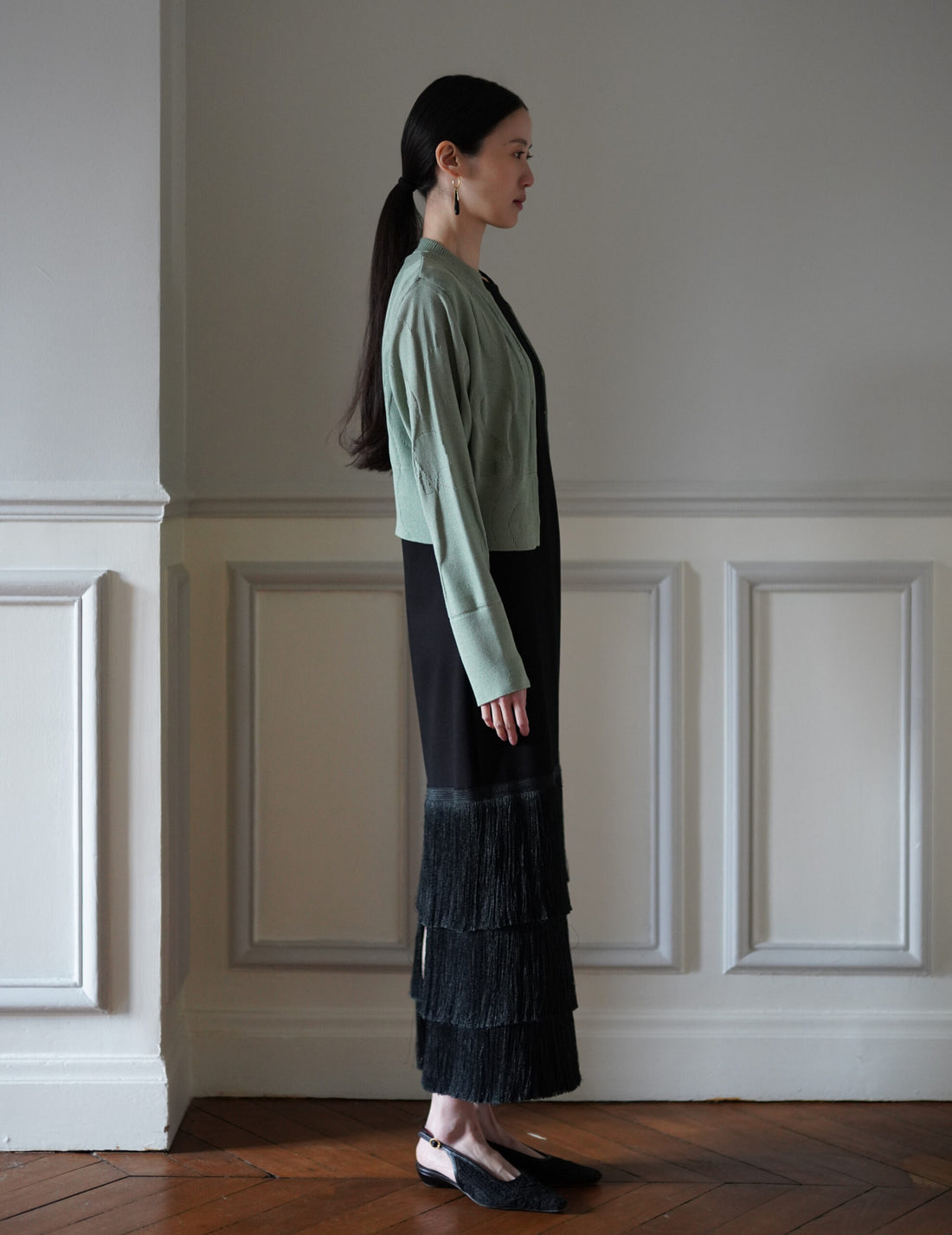 Woman Figure Knitted Cardigan・Lake Green (Exclusive Color)