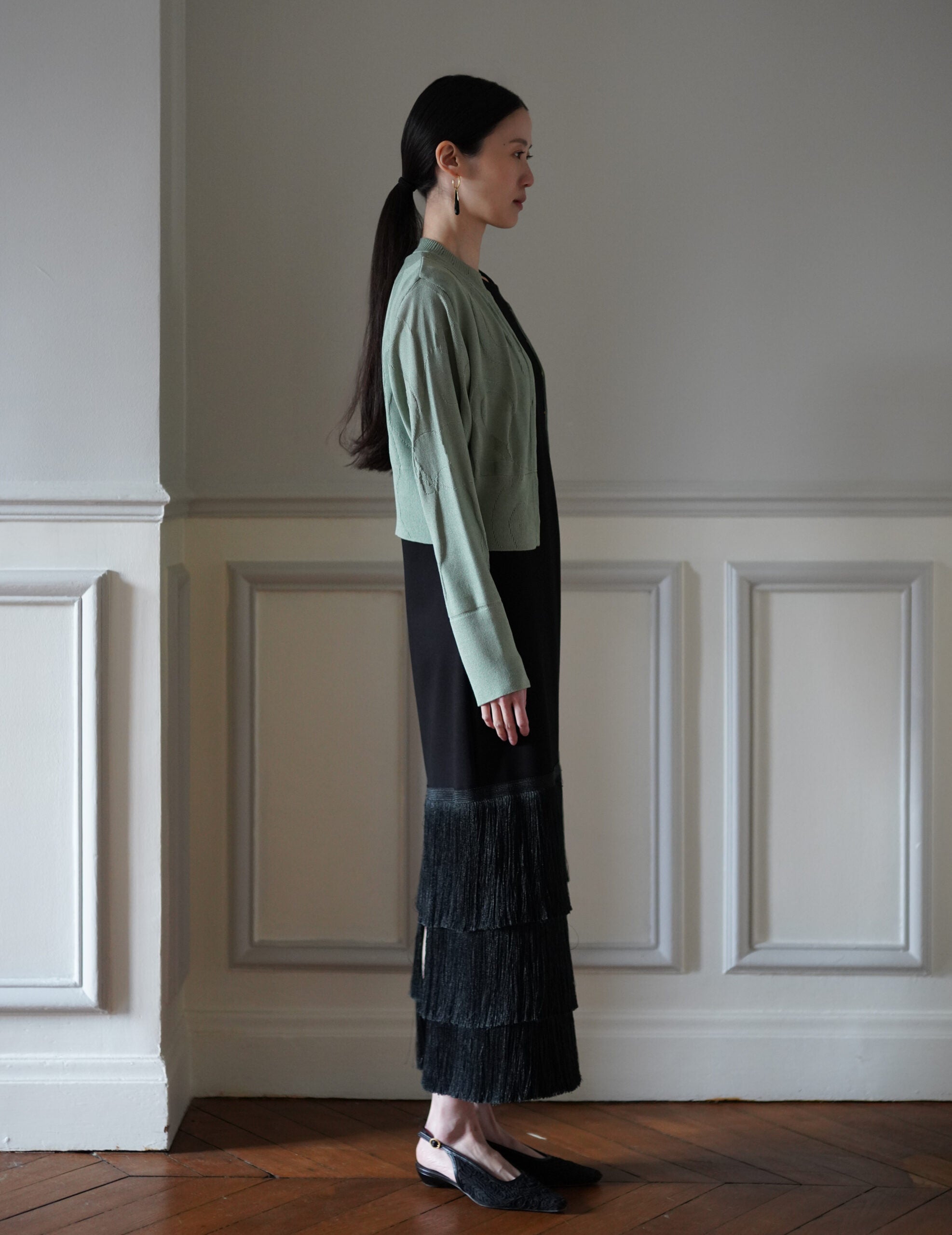Woman Figure Knitted Cardigan・Lake Green (Exclusive Color)