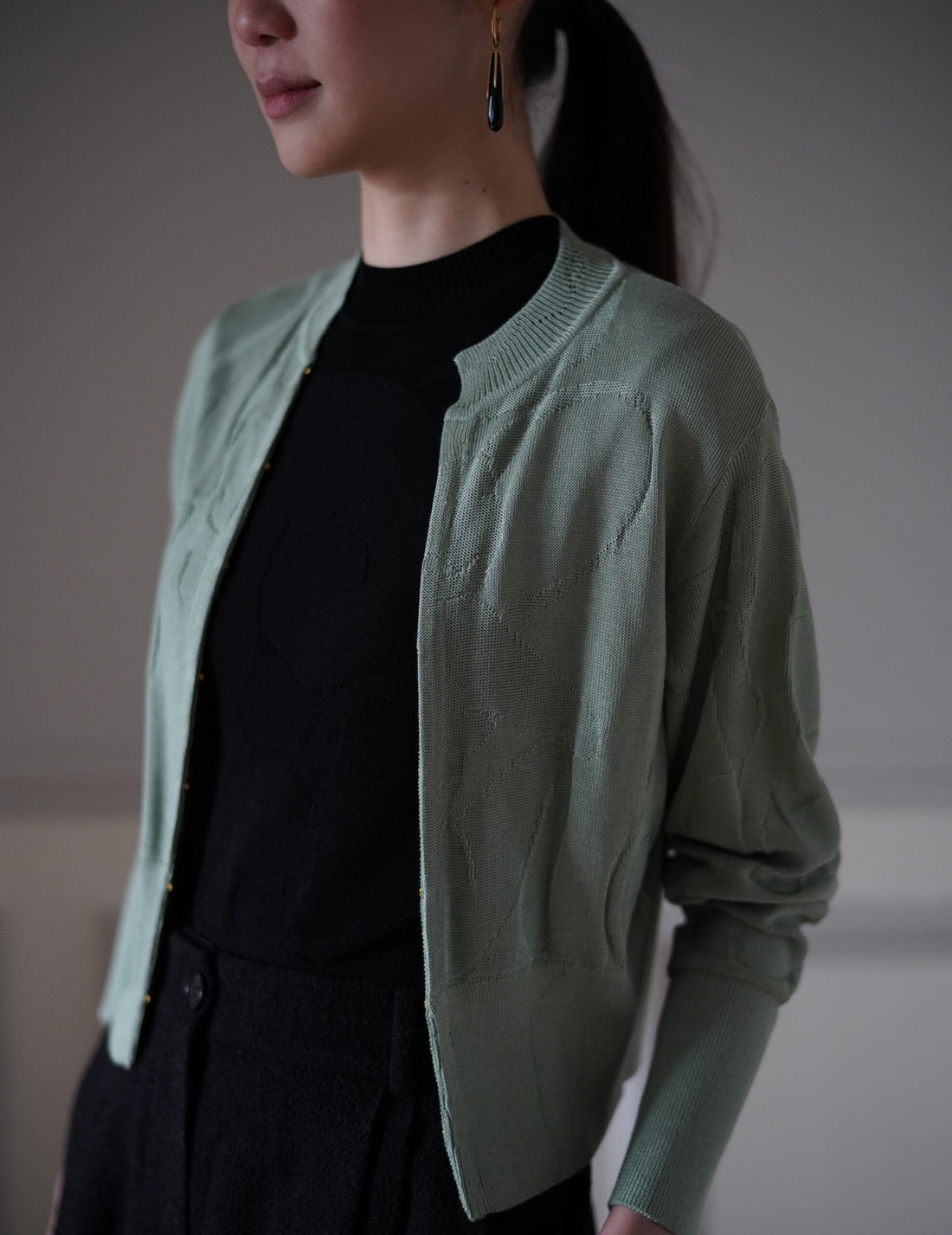 Woman Figure Knitted Cardigan・Lake Green (Exclusive Color)