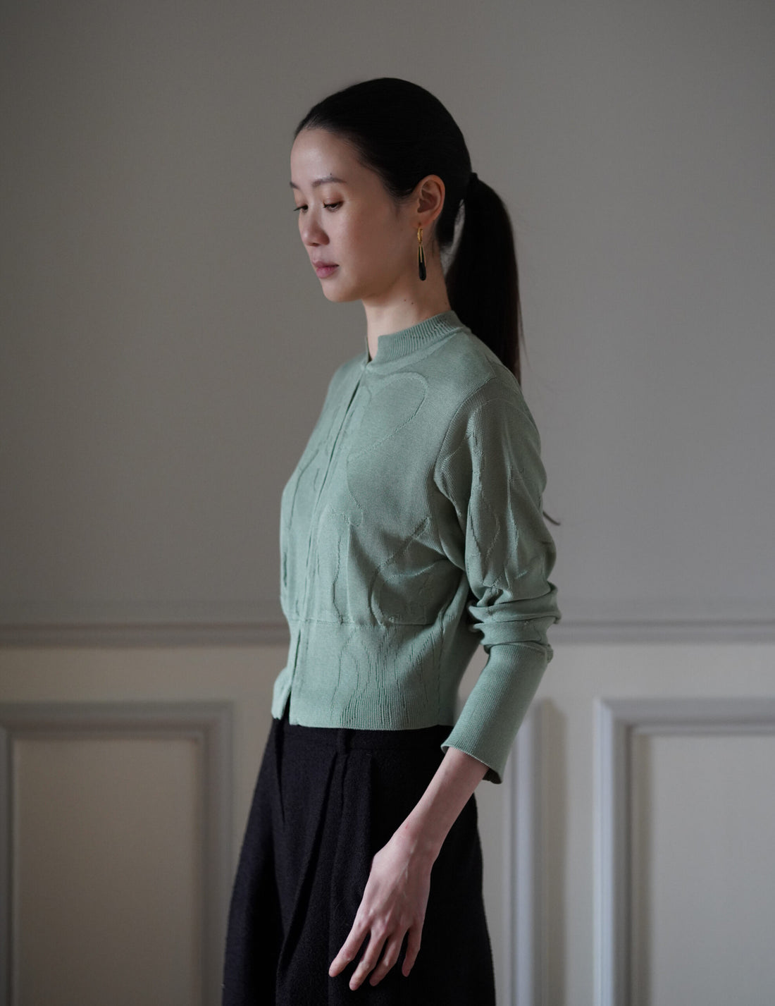 Woman Figure Knitted Cardigan・Lake Green (Exclusive Color)