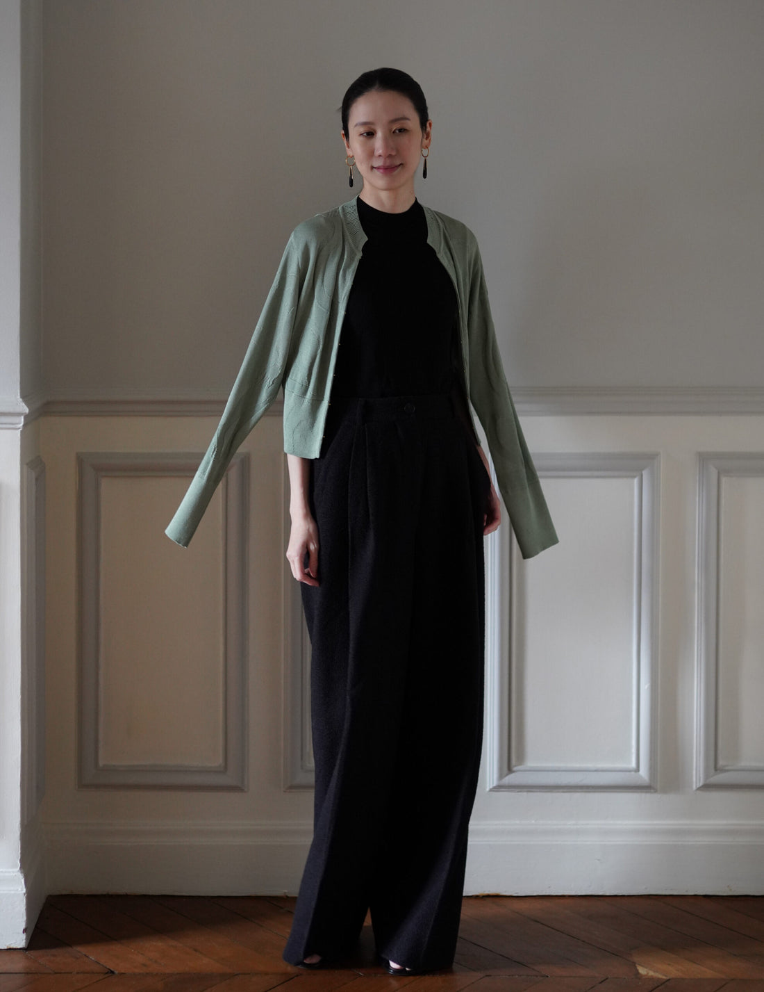 Woman Figure Knitted Cardigan・Lake Green (Exclusive Color)