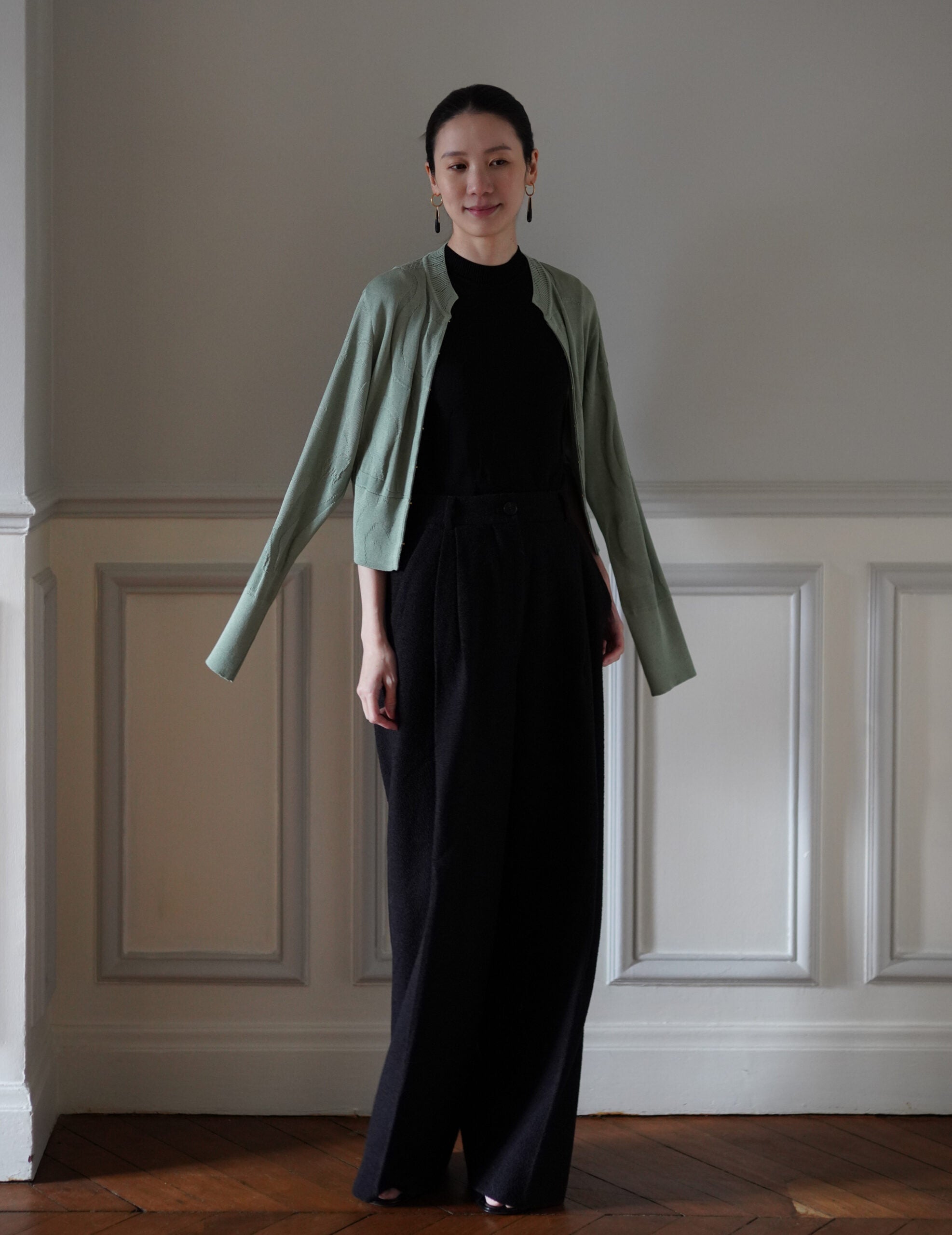 Woman Figure Knitted Cardigan・Lake Green (Exclusive Color)