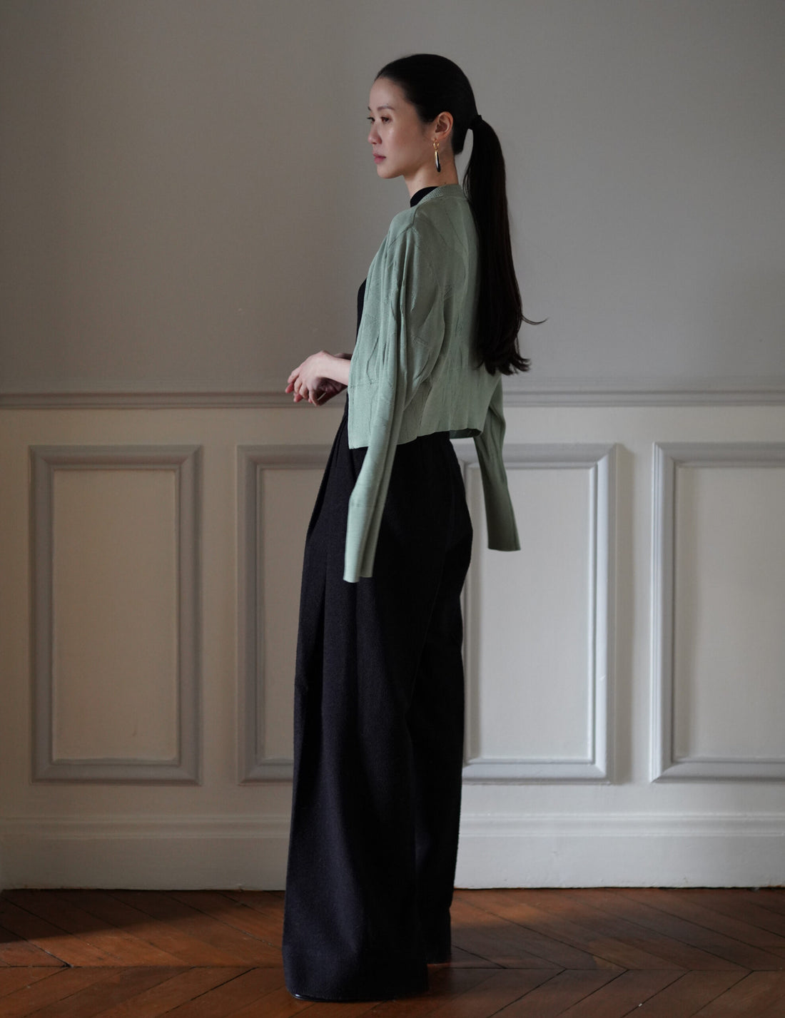 Woman Figure Knitted Cardigan・Lake Green (Exclusive Color)