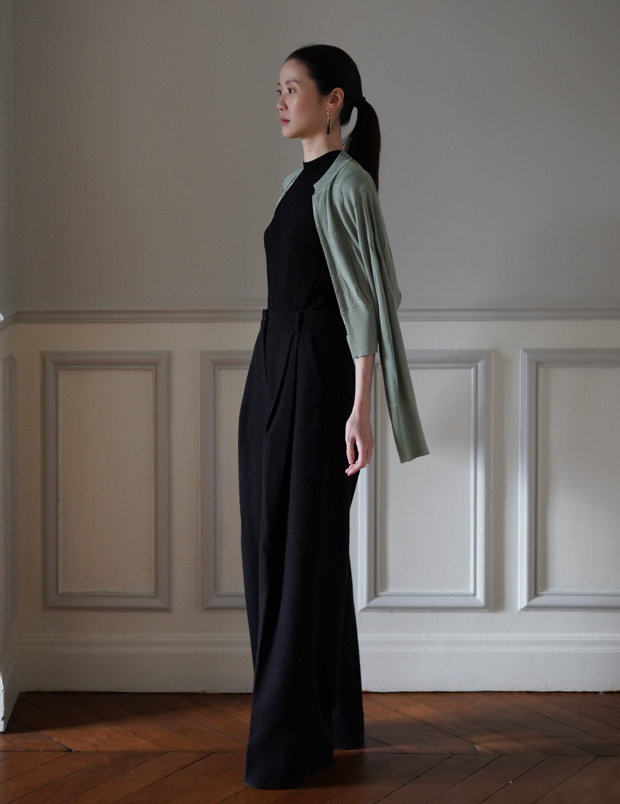 Woman Figure Knitted Cardigan・Lake Green (Exclusive Color)