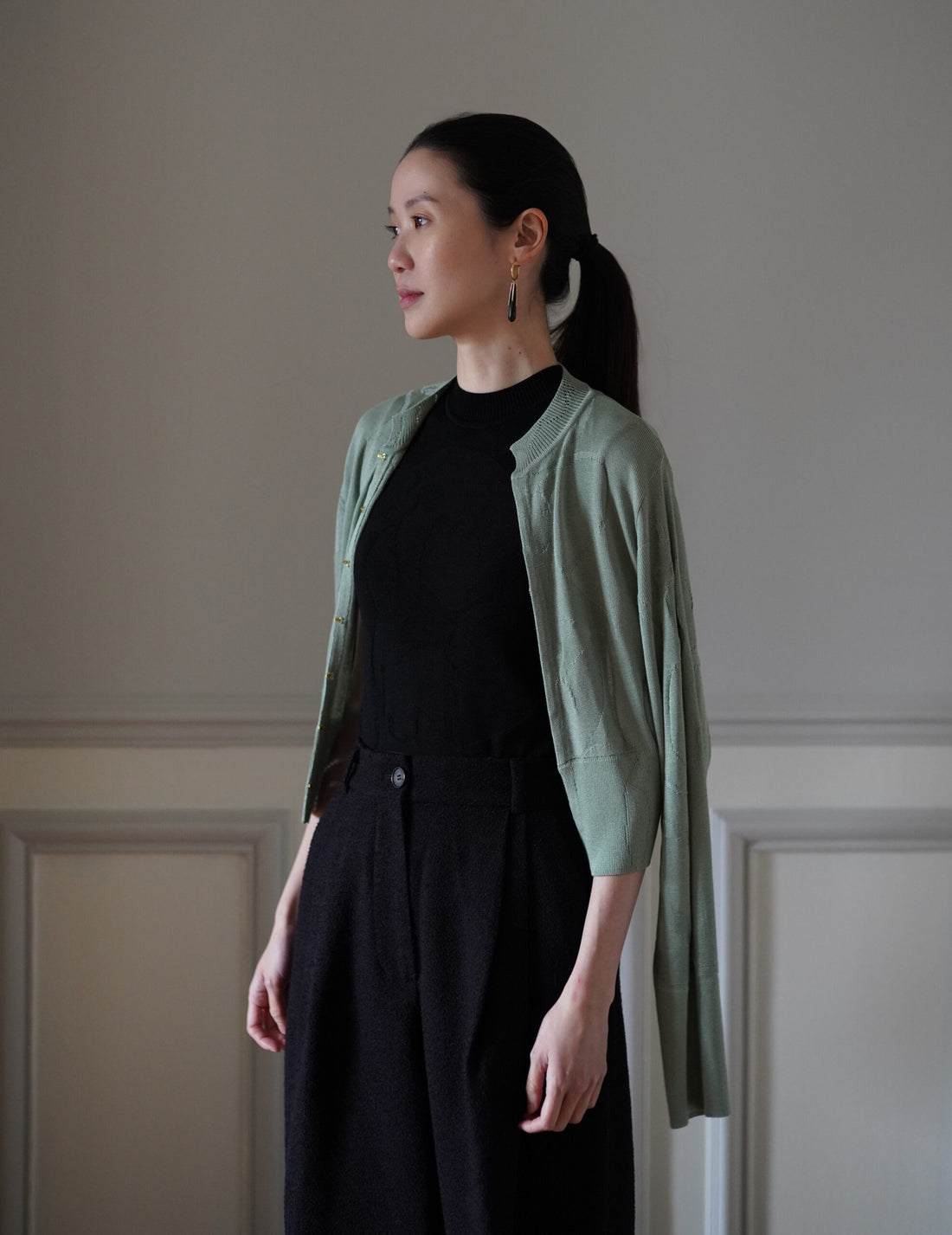Woman Figure Knitted Cardigan・Lake Green (Exclusive Color)