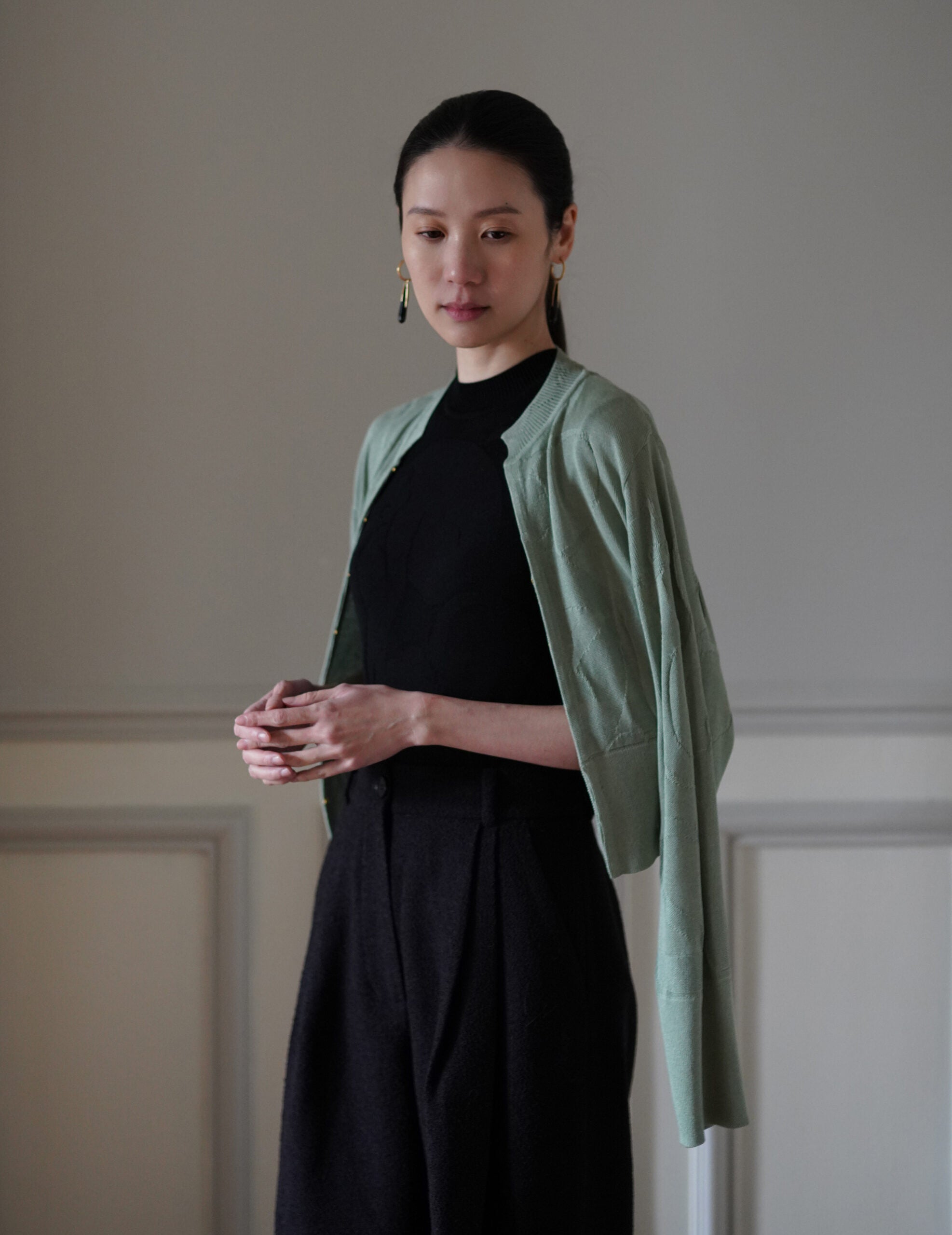 Woman Figure Knitted Cardigan・Lake Green (Exclusive Color)