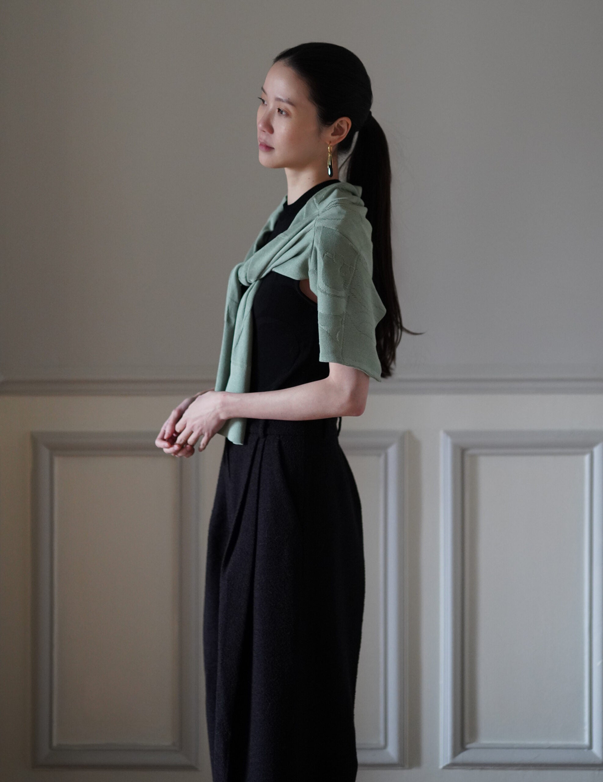 Woman Figure Knitted Cardigan・Lake Green (Exclusive Color)